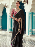 Black Organza Saree with Heavy Border
