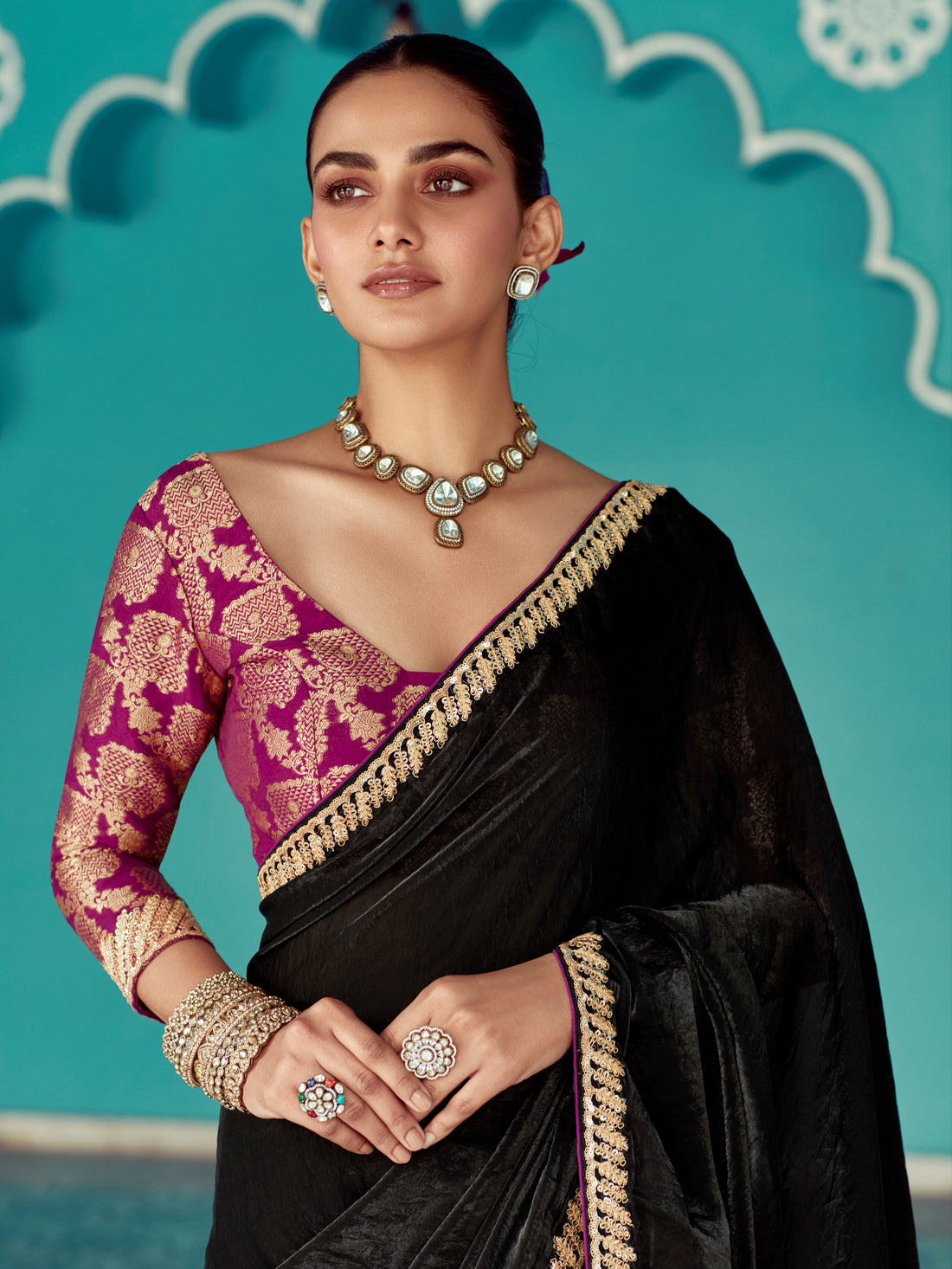Black Organza Saree with Heavy Border