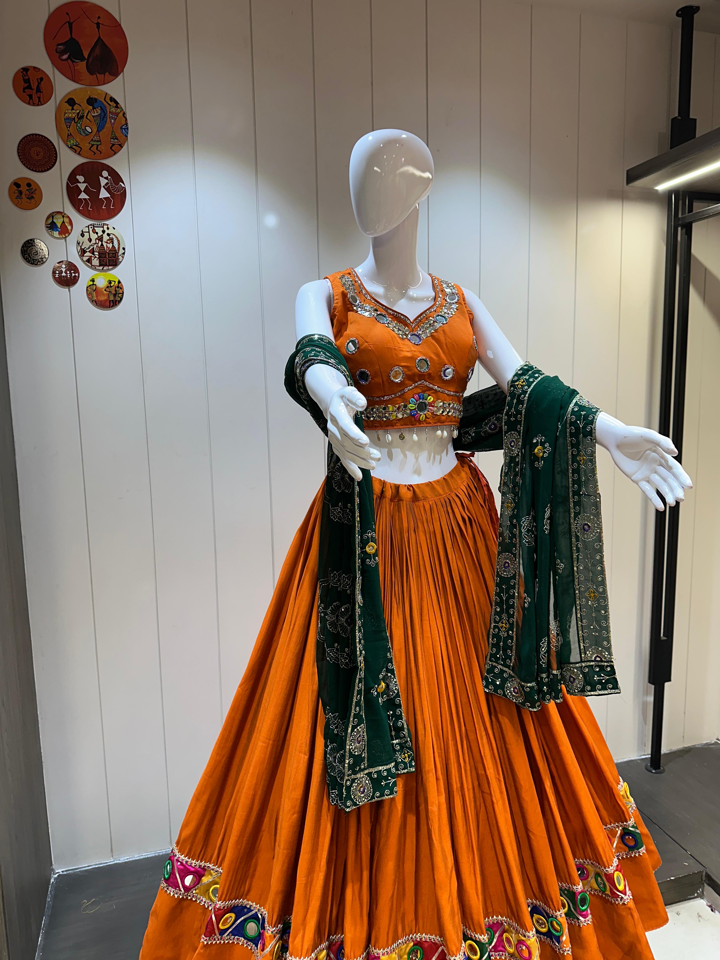 Navratri Chaniya Choli for Garba in Orange Colour