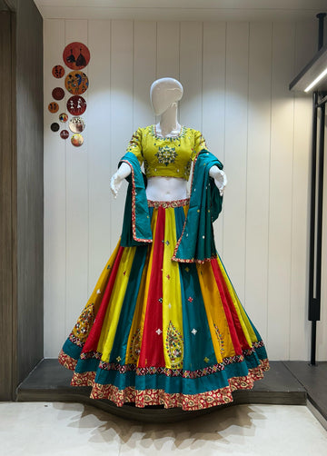 Navratri Lehenga with Multicolor Panels