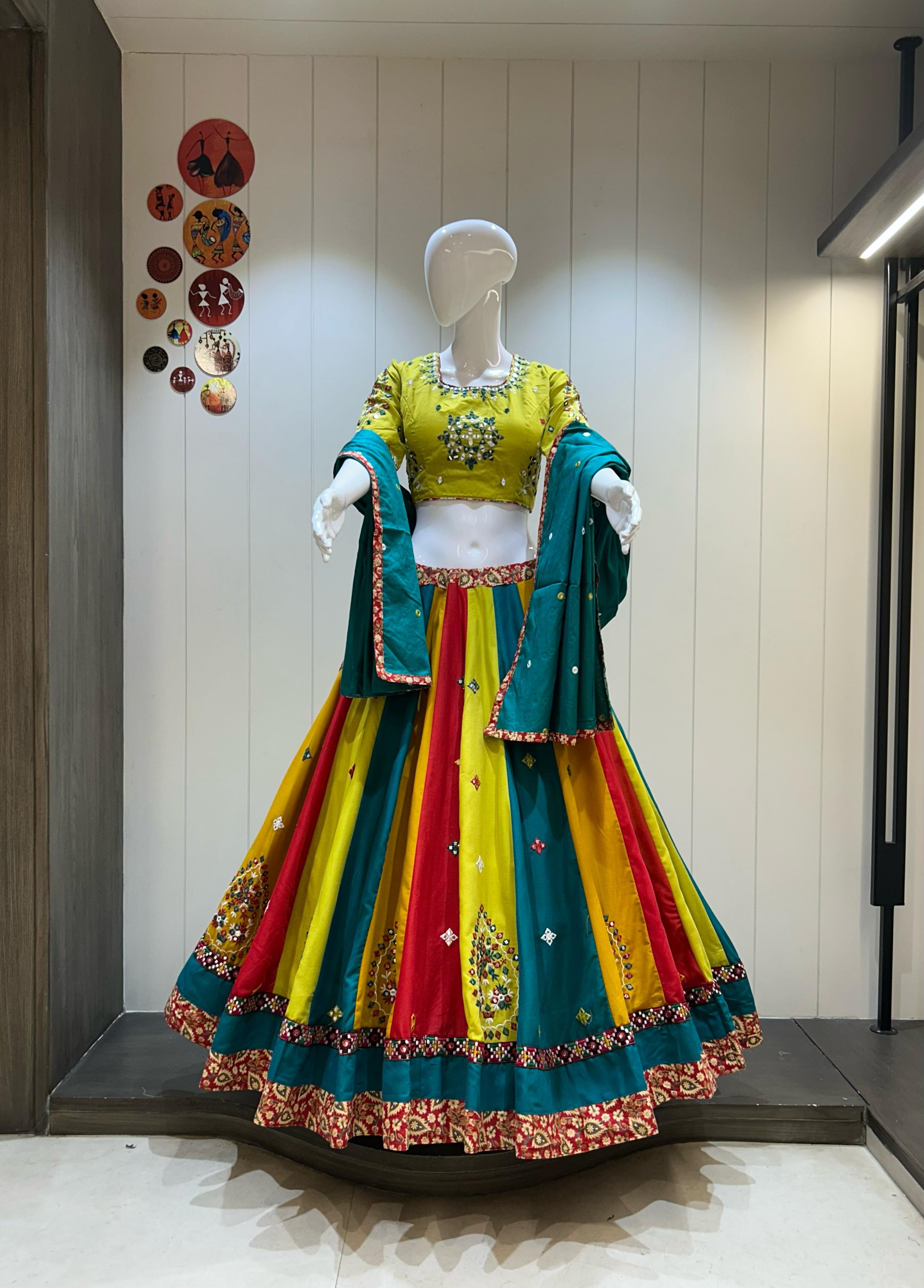 Navratri Lehenga with Multicolor Panels