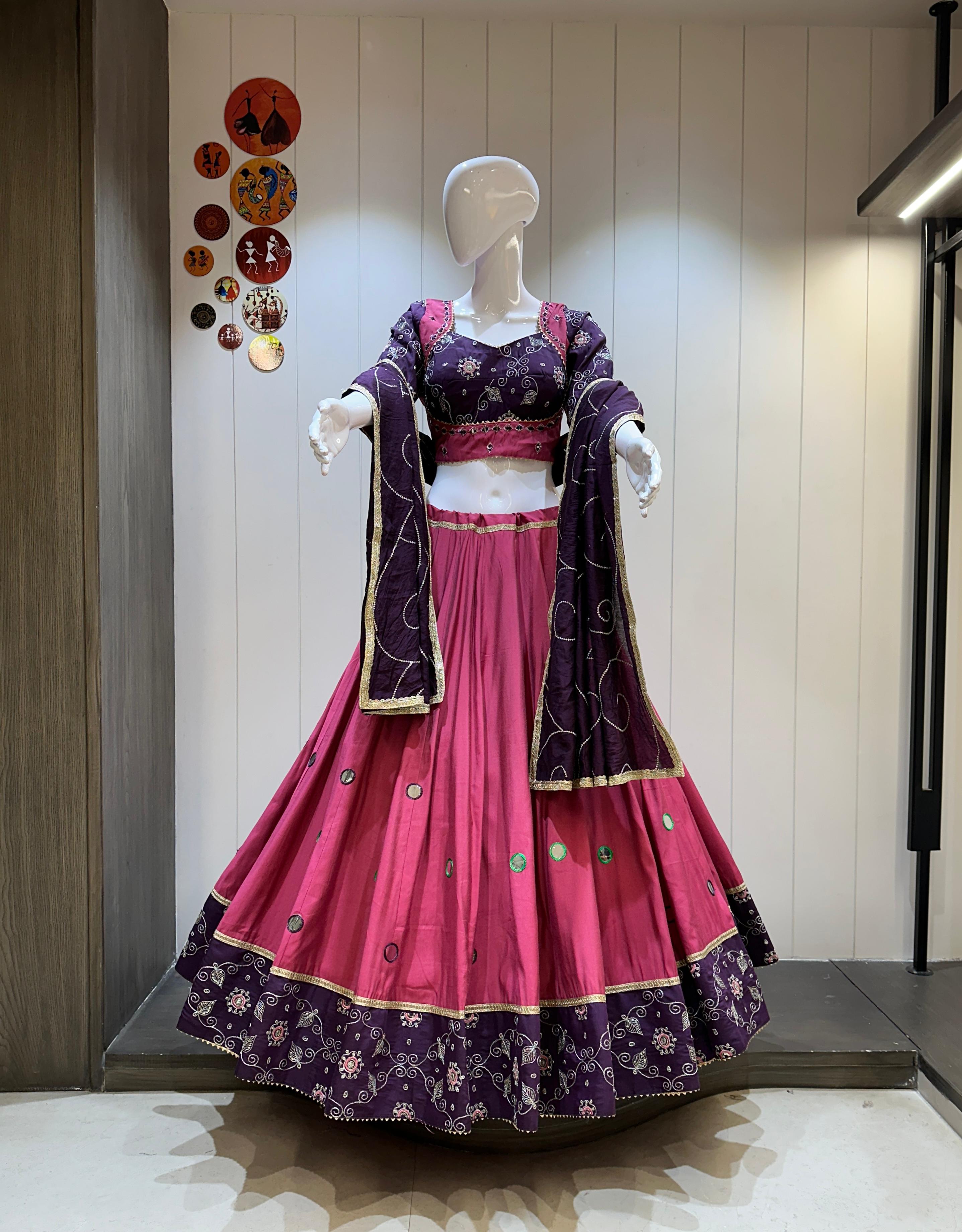 Pink Pure cotton traditional chaniya choli with dupatta