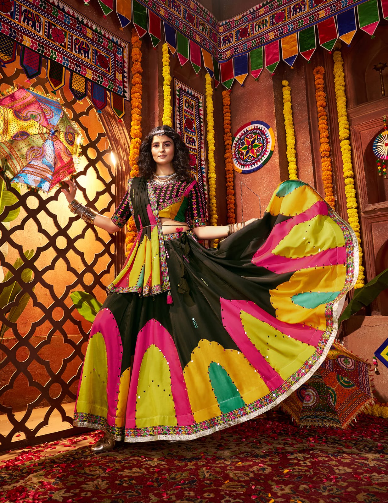 Black mirror work chaniya choli