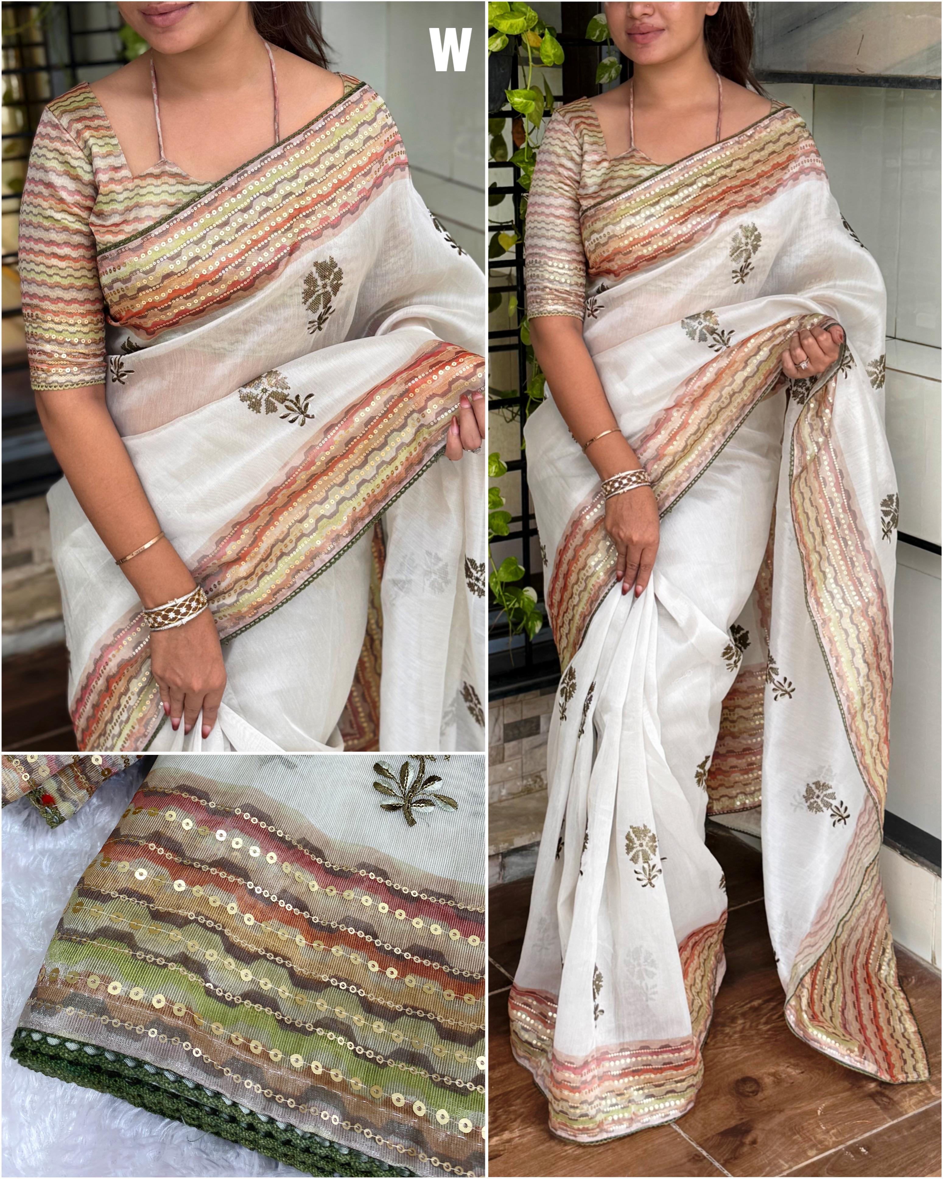 White Pure Tani Shani Silk Saree Tissue Silk Saree Anant Tex Exports Pvt.Ltd..