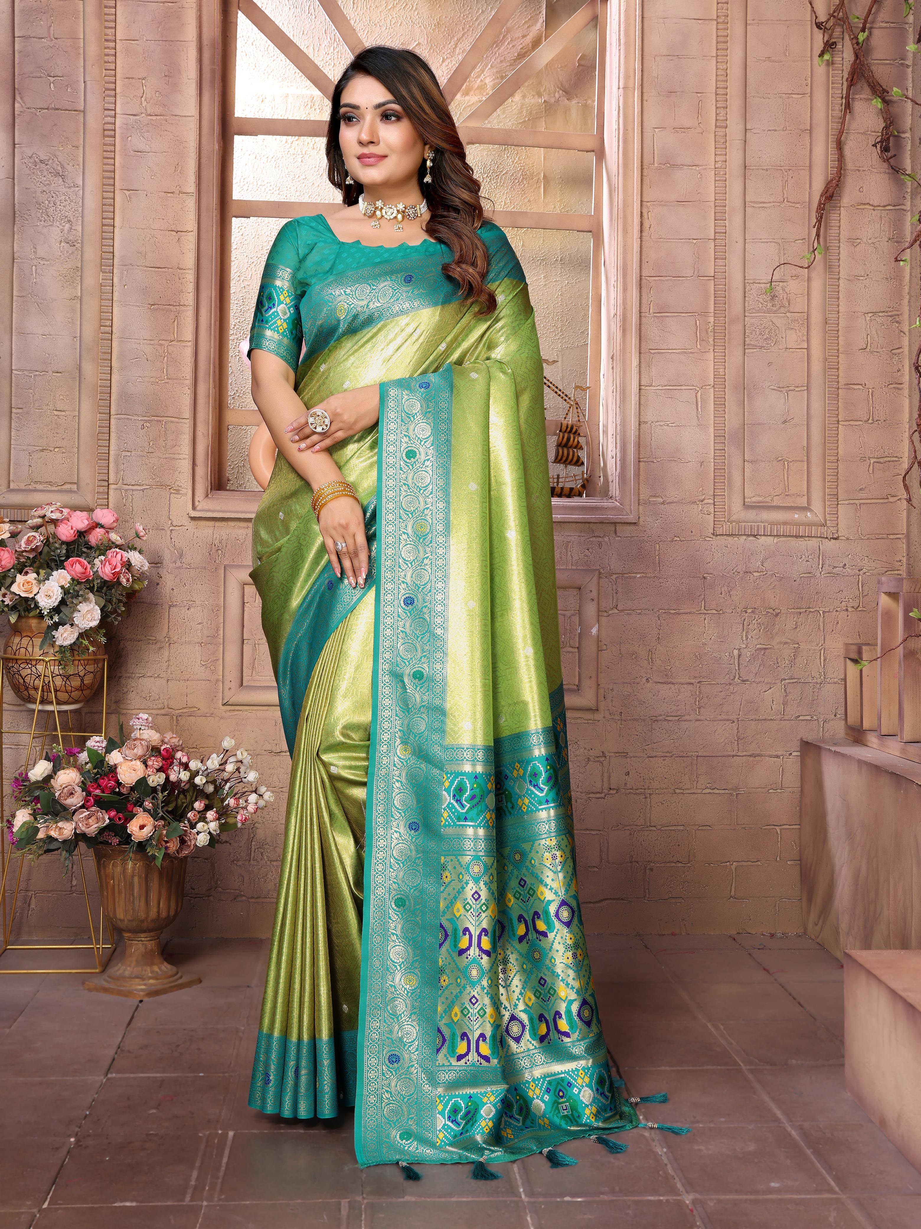 Green Pure Soft Tissue Banarasi Saree Banarasi Saree Anant Tex Exports Pvt.Ltd..