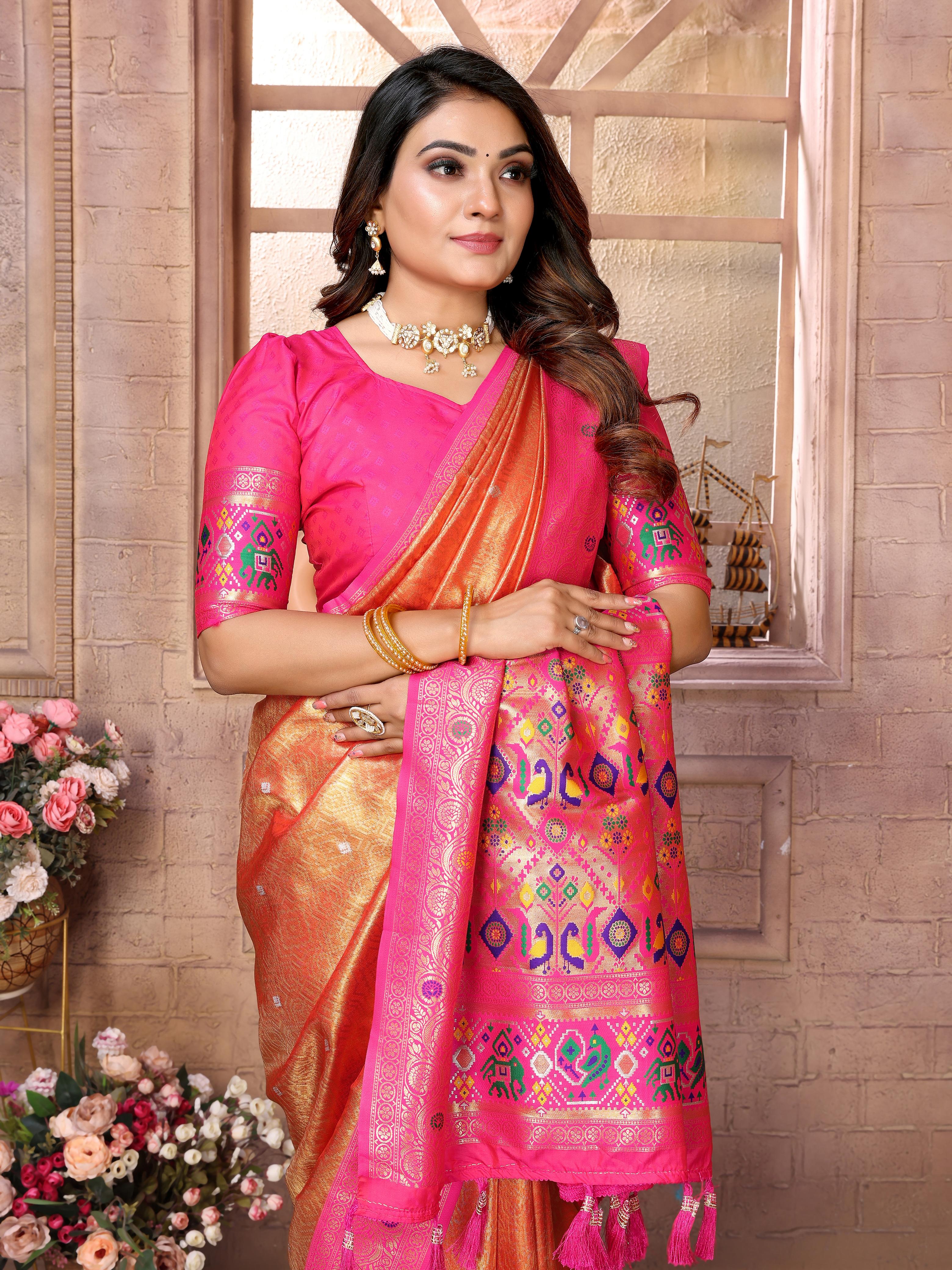 Orange Pure Soft Tissue Banarasi Saree Banarasi Saree Anant Tex Exports Pvt.Ltd..