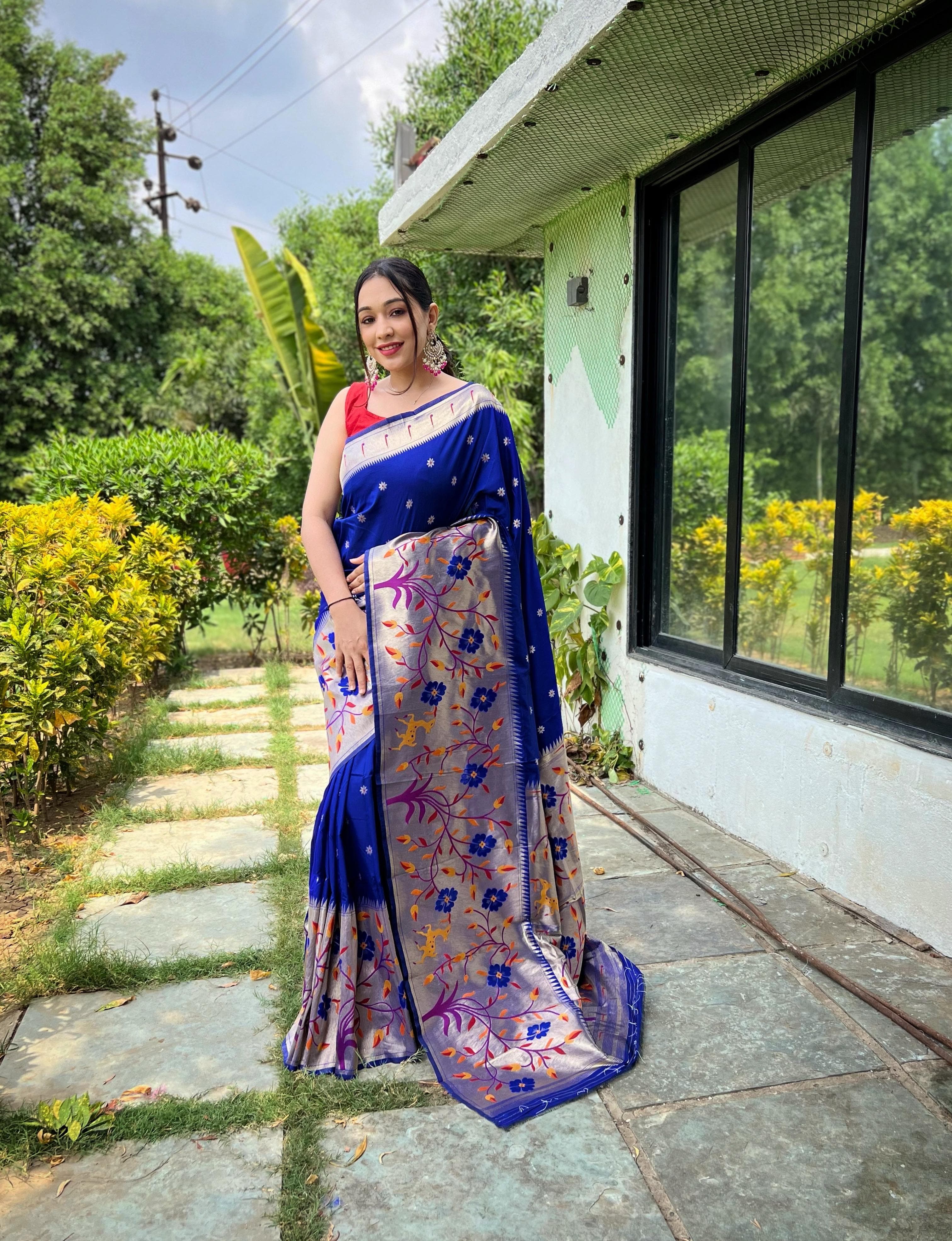 Blue Pure Paithani Silk Saree Paithani Saree Anant Tex Exports Pvt.Ltd..