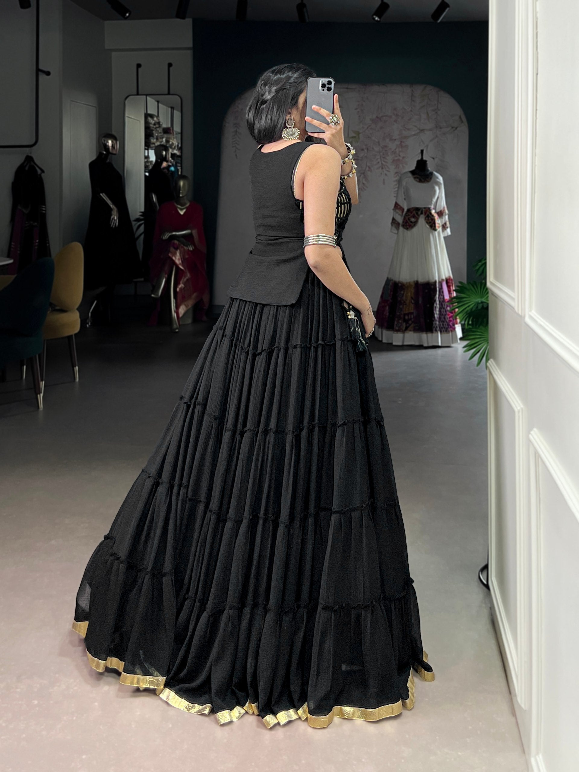 Black Pure Rich Marble Navratri Lehenga Blouse Chaniya Choli Anant Tex Exports Pvt.Ltd..