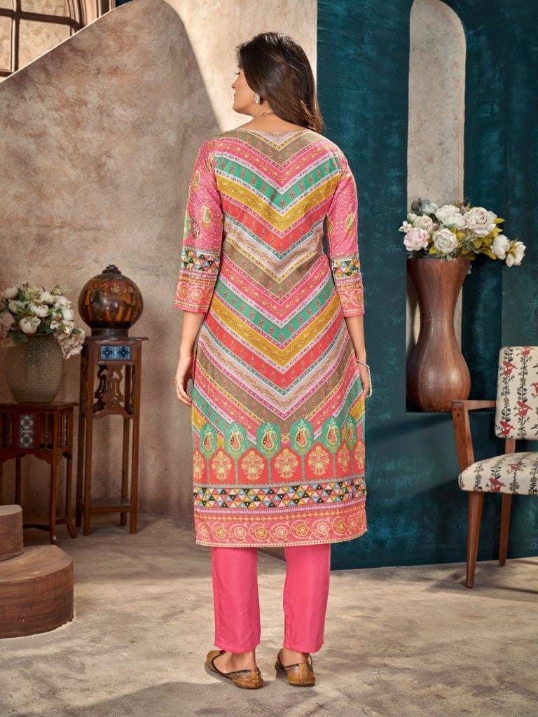 Pink Pure Heavy Muslin Floral Print Suit kurti set Anant Tex Exports Pvt.Ltd..