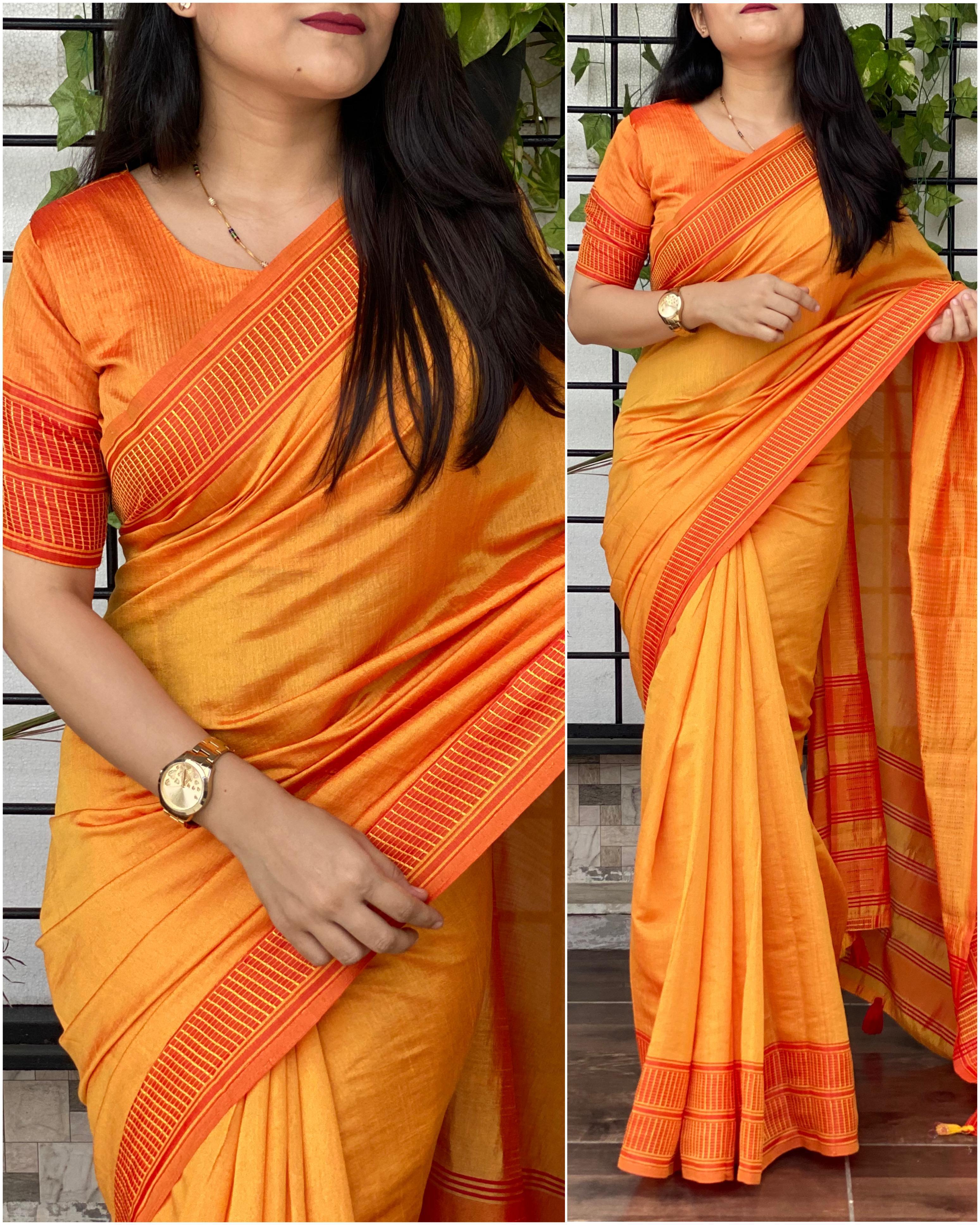 Yellow Pure Yana Cotton Silk Saree Cotton saree Anant Tex Exports Pvt.Ltd..