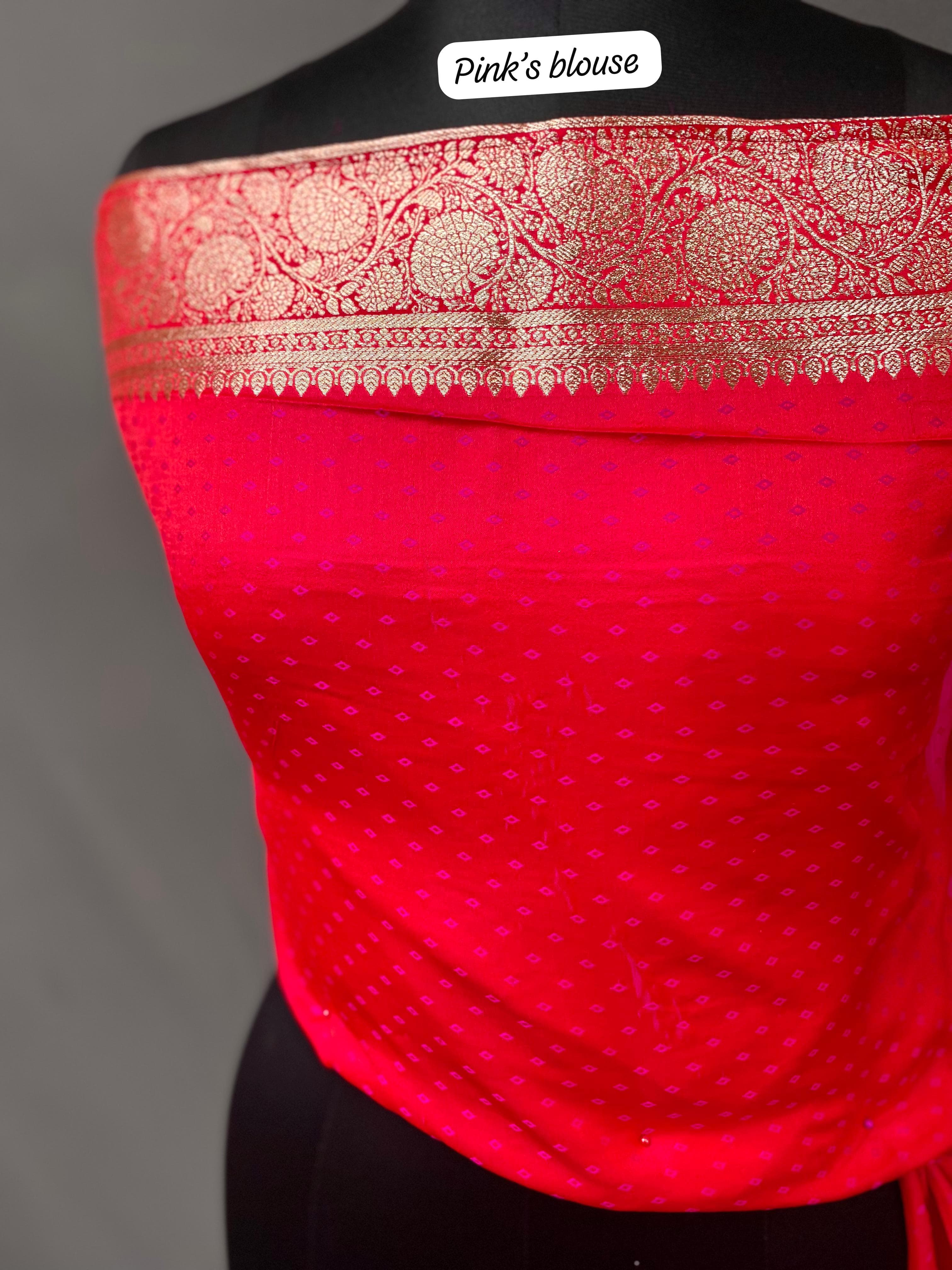 Pink Pure Banarasi Mushro Satin Silk Saree Banarasi Saree Anant Tex Exports Pvt.Ltd..