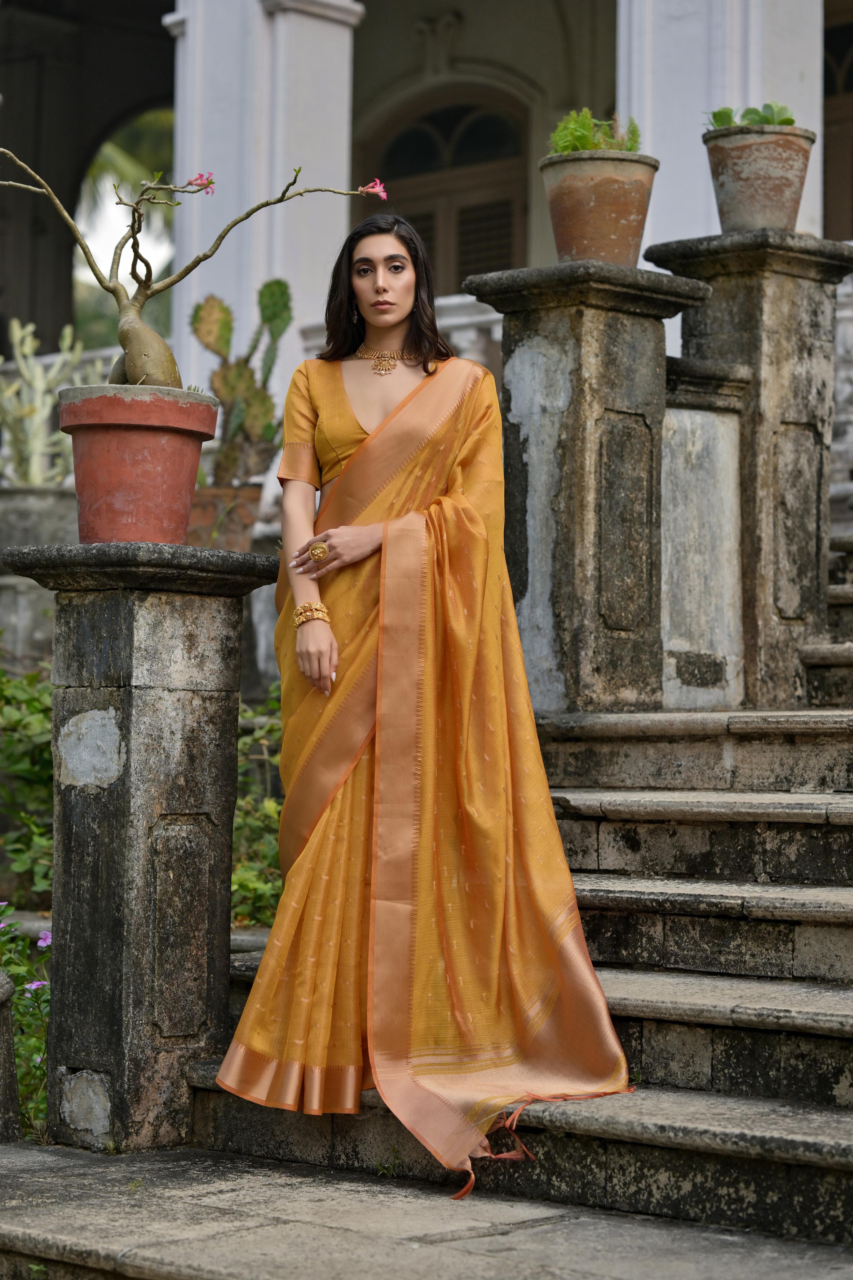 Yellow Pure Soft Kalyani Silk Saree Soft Silk Saree Anant Tex Exports Pvt.Ltd..