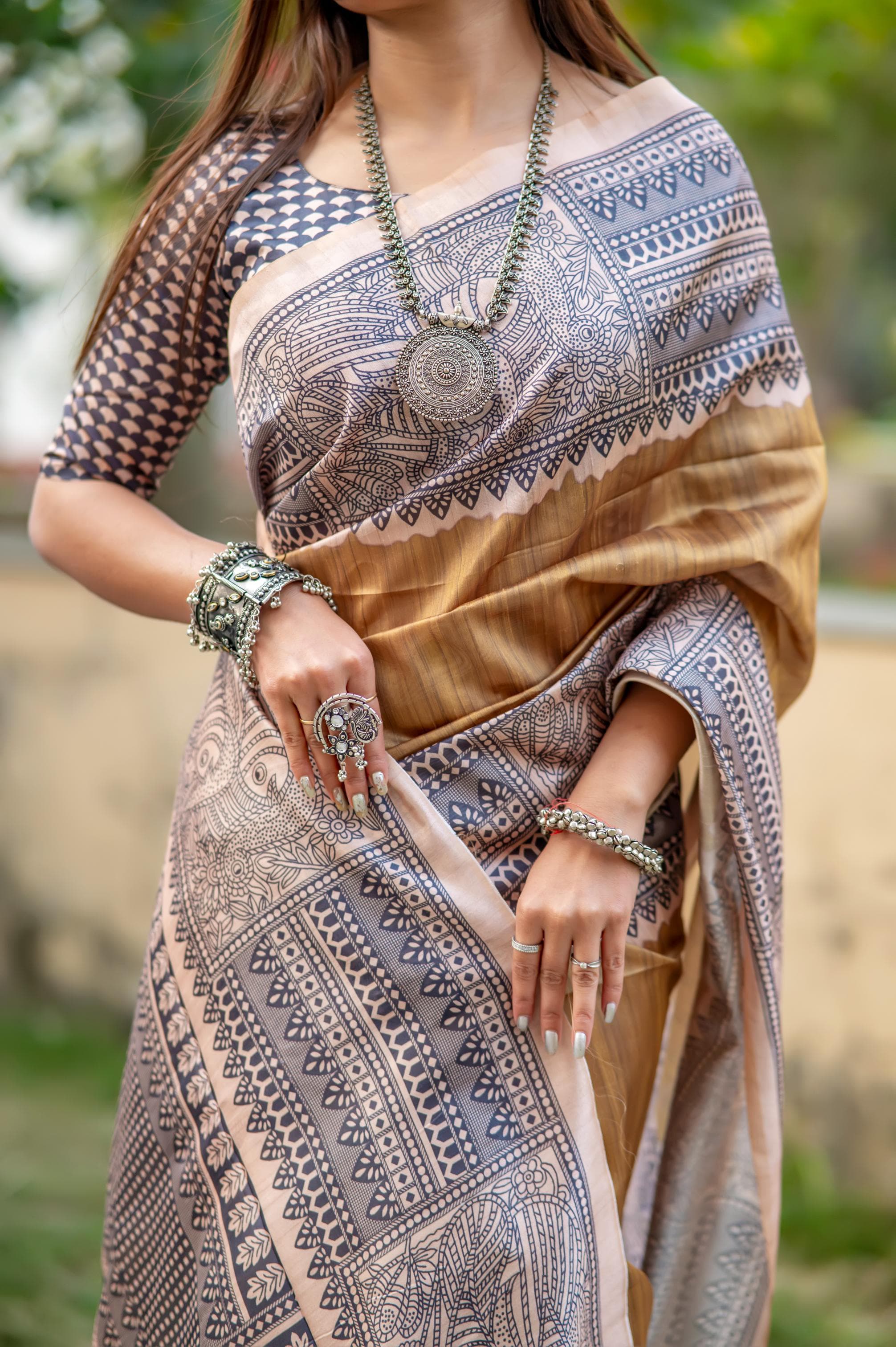Begie Pure Soft Tussar Silk Madhubani Saree Tussar Saree Anant Tex Exports Pvt.Ltd..
