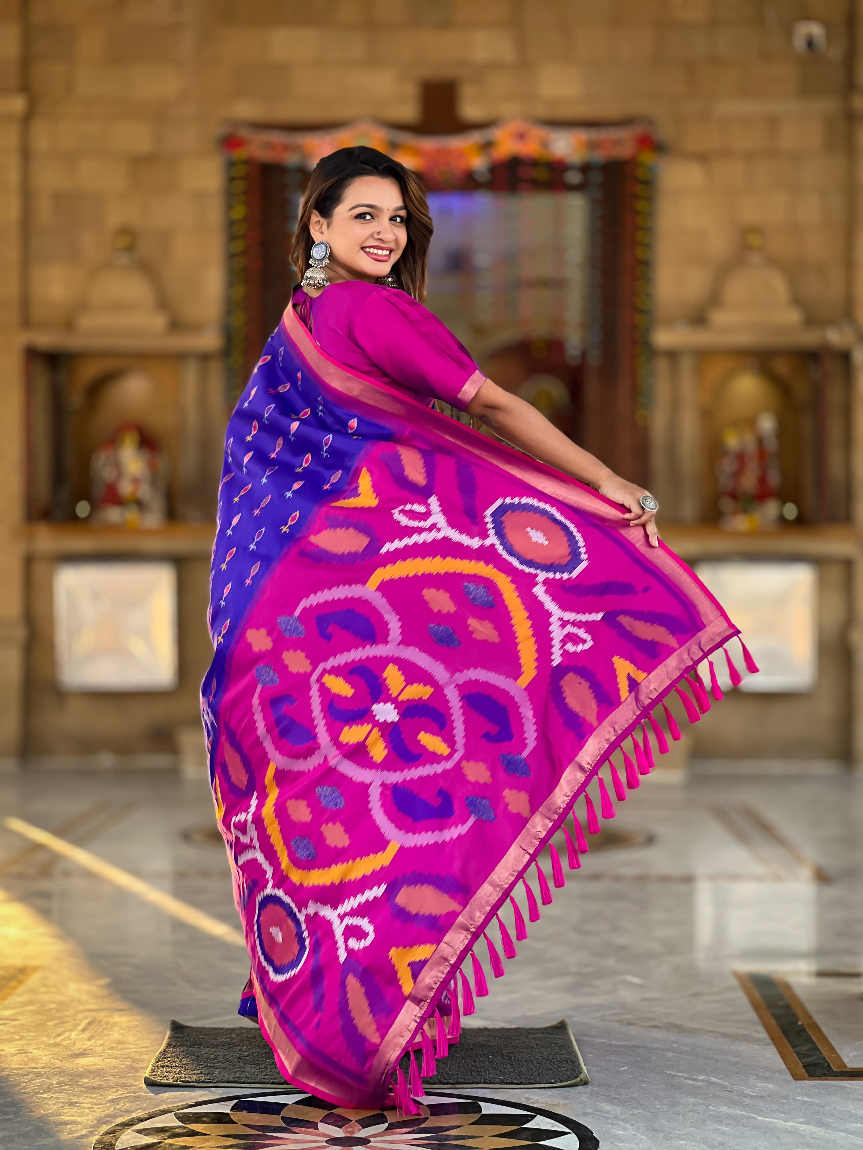 Blue Pure Soft Patola Silk Saree Soft Silk Saree Anant Tex Exports Pvt.Ltd..
