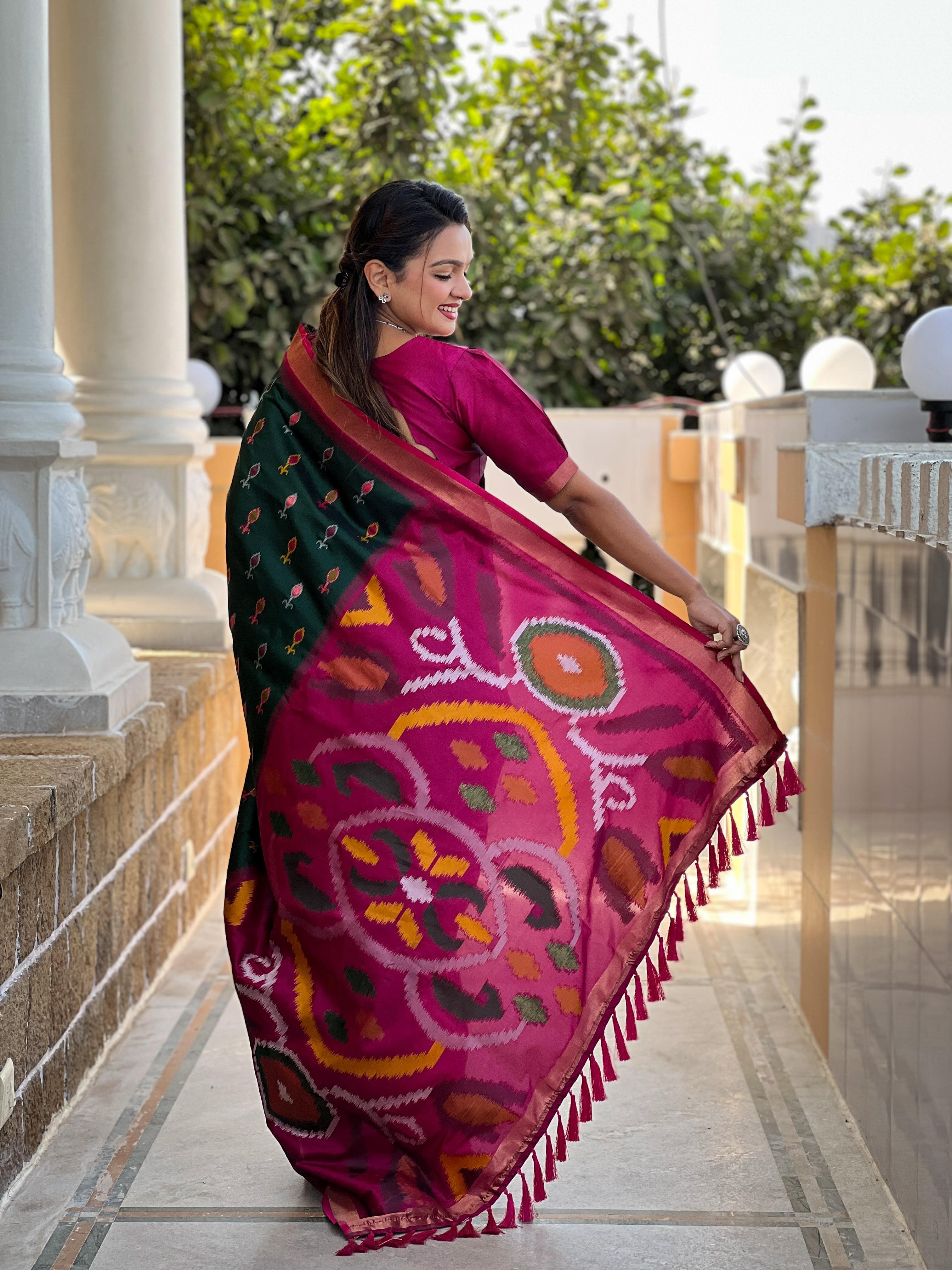 Green Pure Soft Patola Silk Saree Soft Silk Saree Anant Tex Exports Pvt.Ltd..
