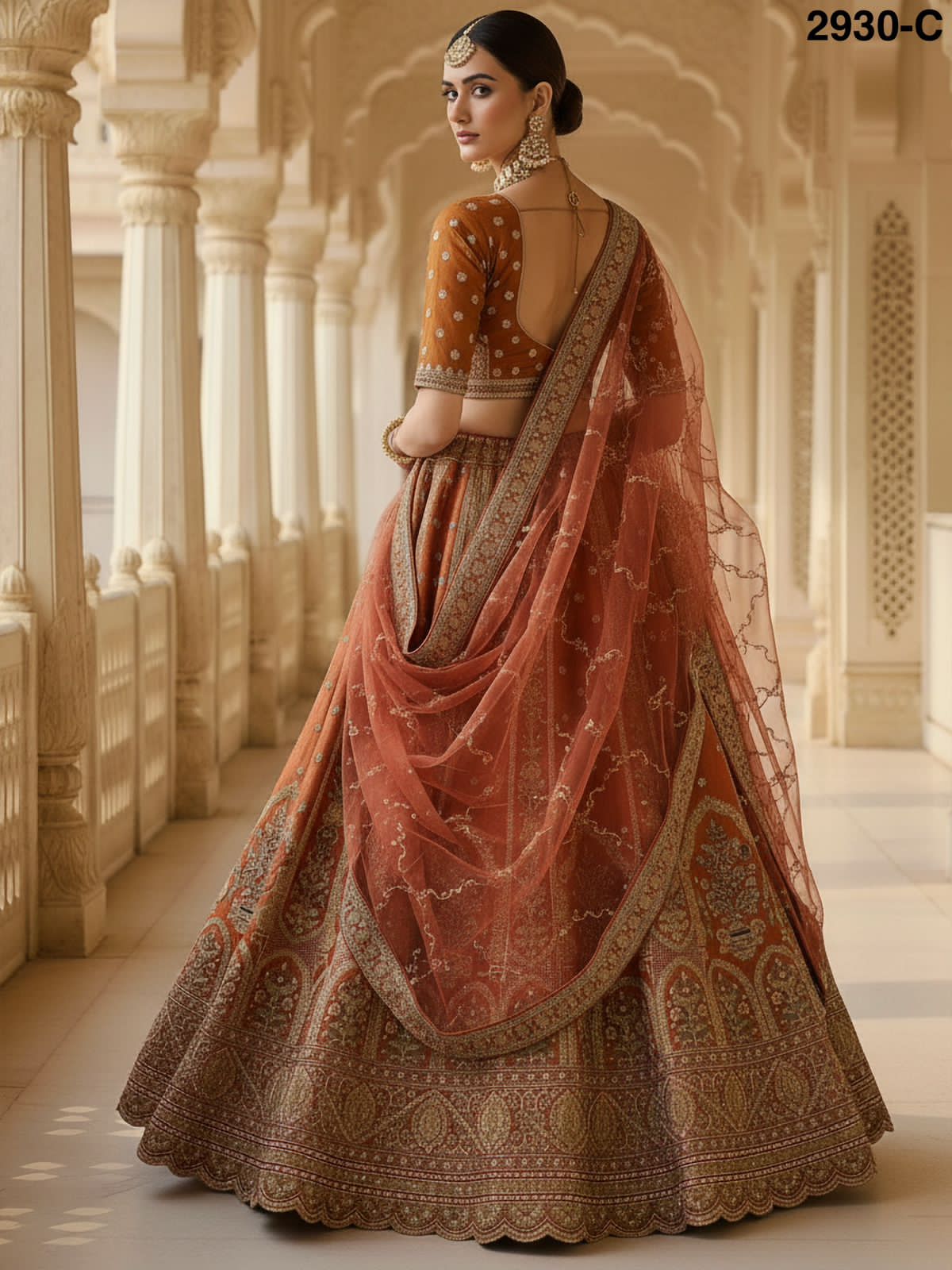 Orange Pure Soft Gadhwal Silk Premium Bridal Lehenga Choli Wedding Lehenga Choli Anant Tex Exports Pvt.Ltd..