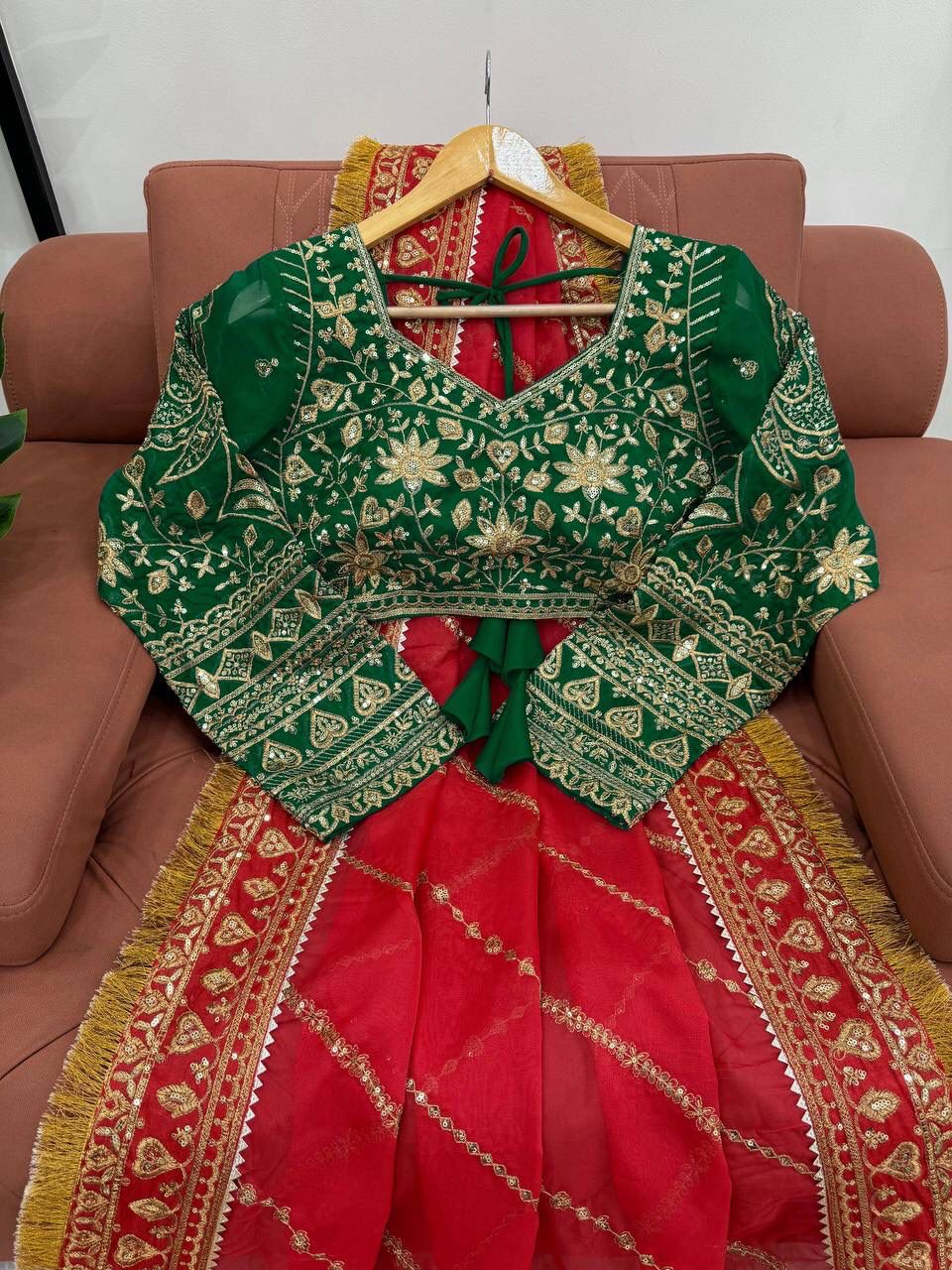 Red Pure Soft Organza Silk Heavy Embroidery Work Organza Saree Organza Saree Anant Tex Exports Pvt.Ltd..