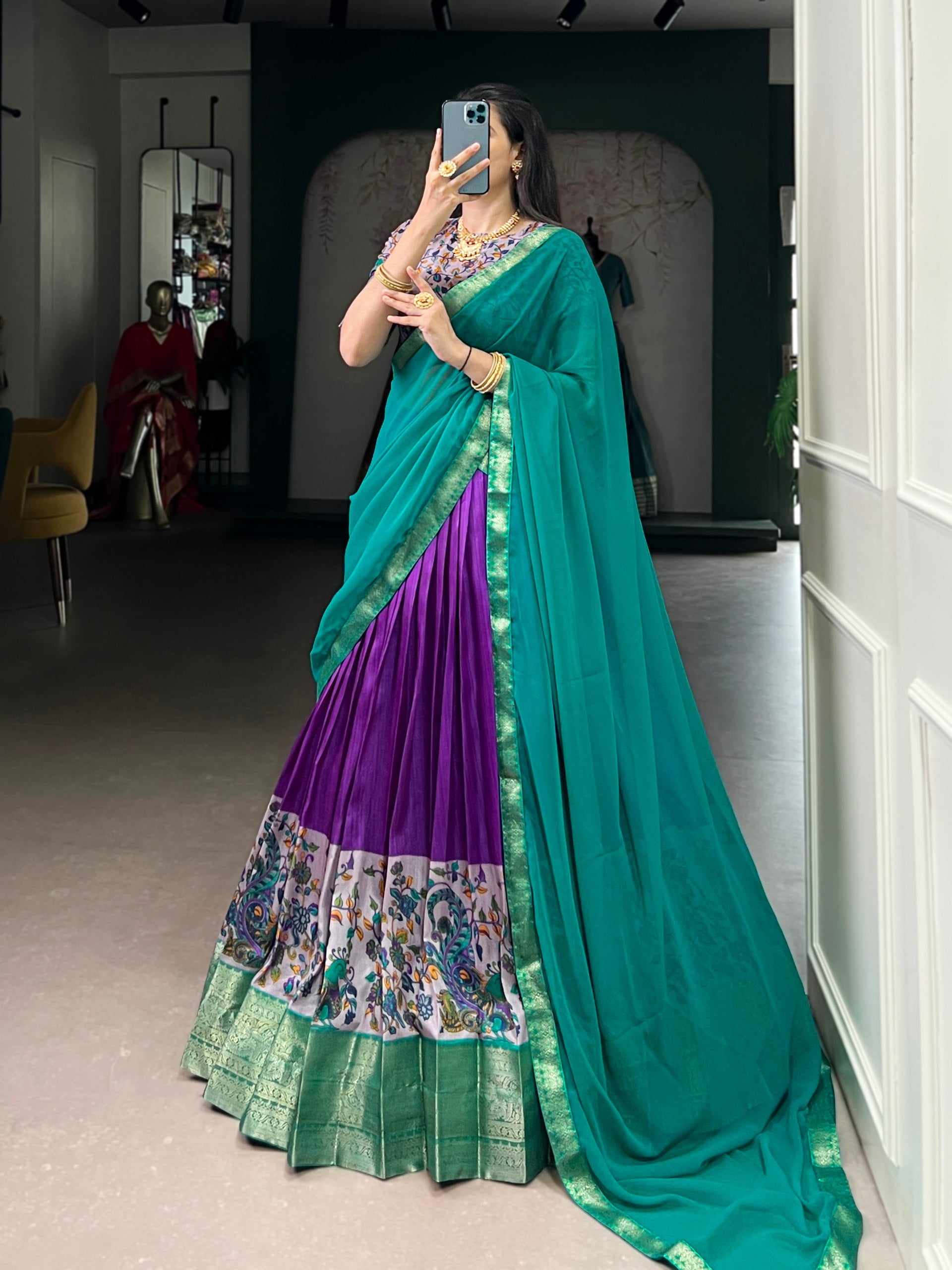 Purple Pure Aastha Silk Printed Weaving Lehenga Choli Chaniya Choli Anant Tex Exports Pvt.Ltd..