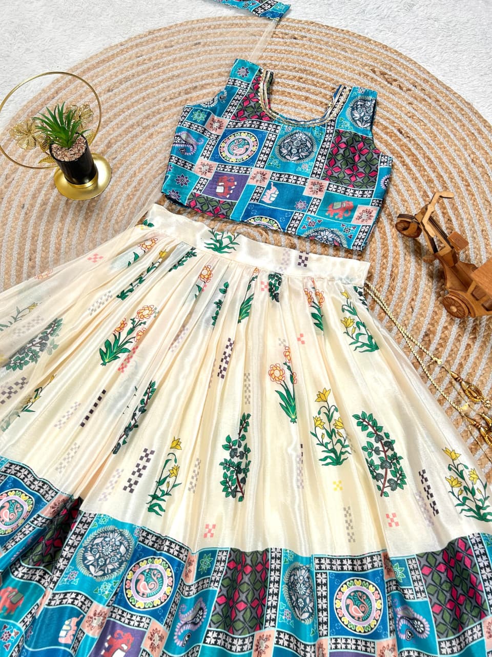 Cream Pure Faux Georgette Kids Girl&