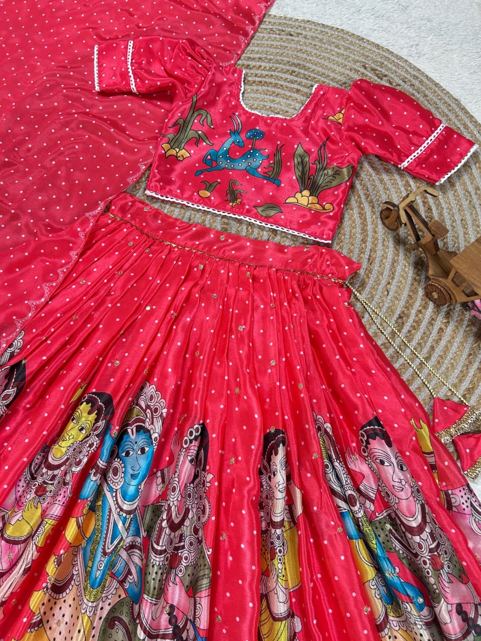 Red Pure Heavy Cotton Kids Girl&