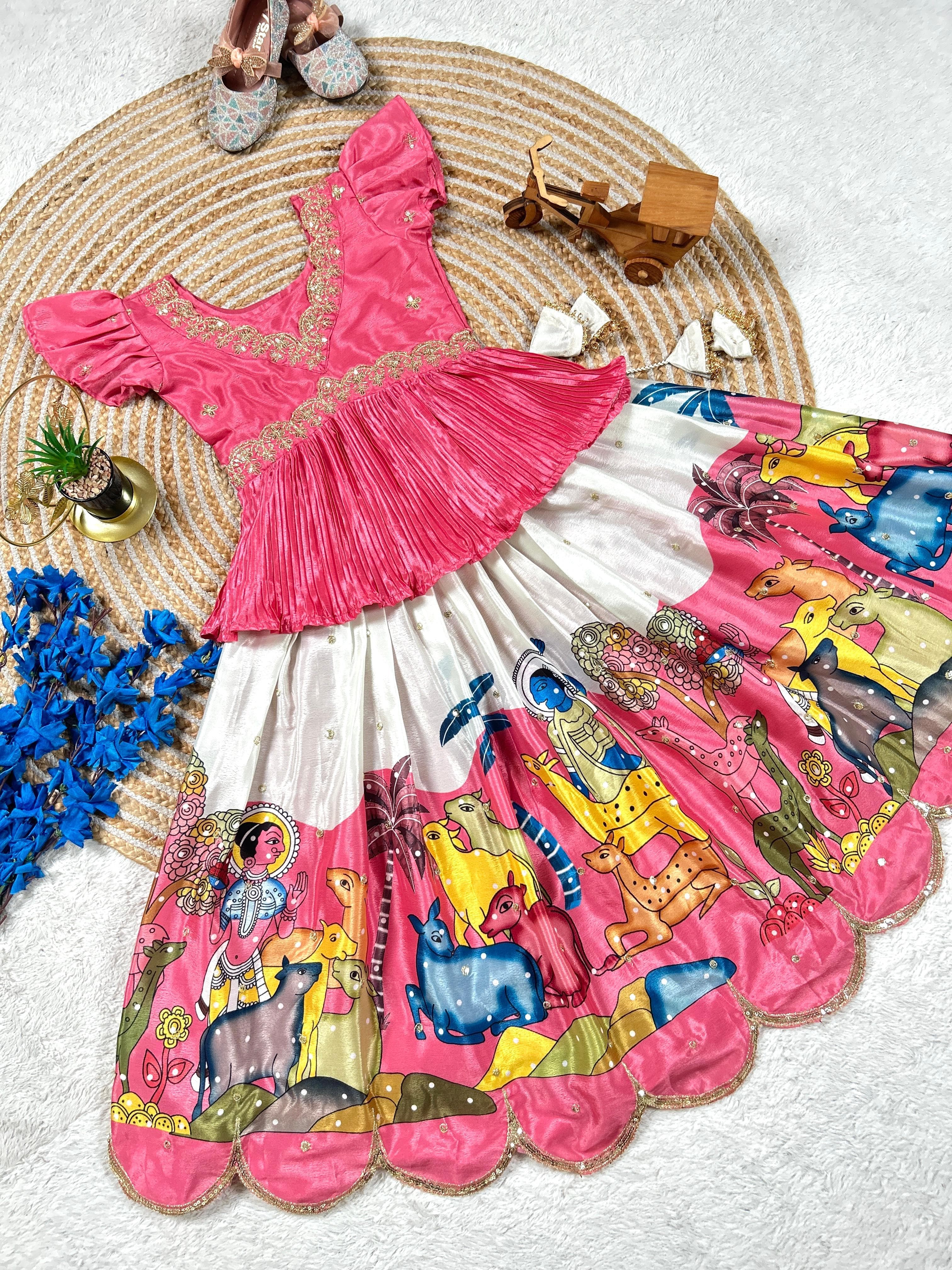 Pink Pure Heavy Chinnon Silk Kids Girl&