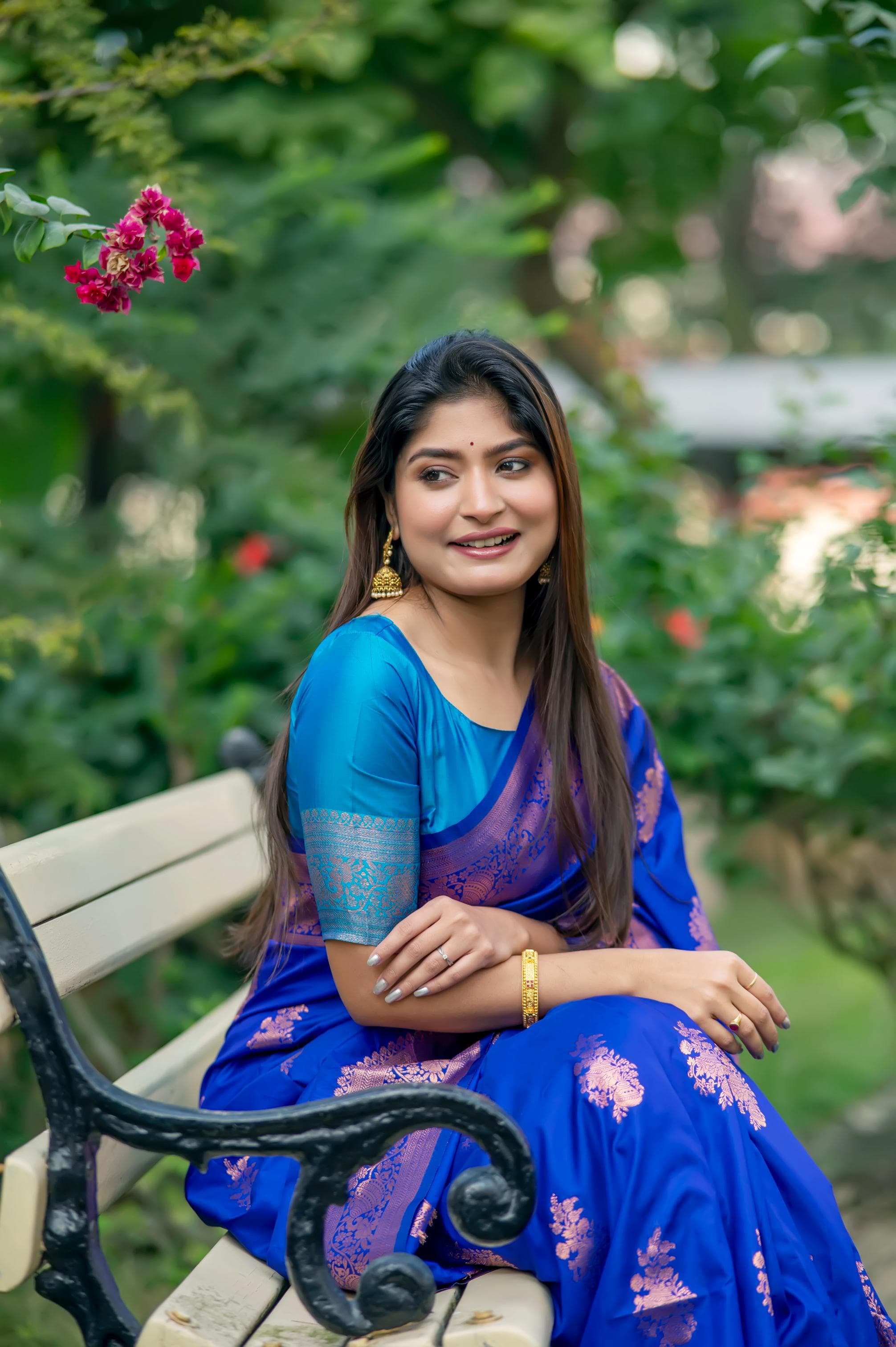 Blue Pure Soft Banarasi Katan Silk Banarasi Saree Soft Silk Saree Anant Tex Exports Pvt.Ltd..