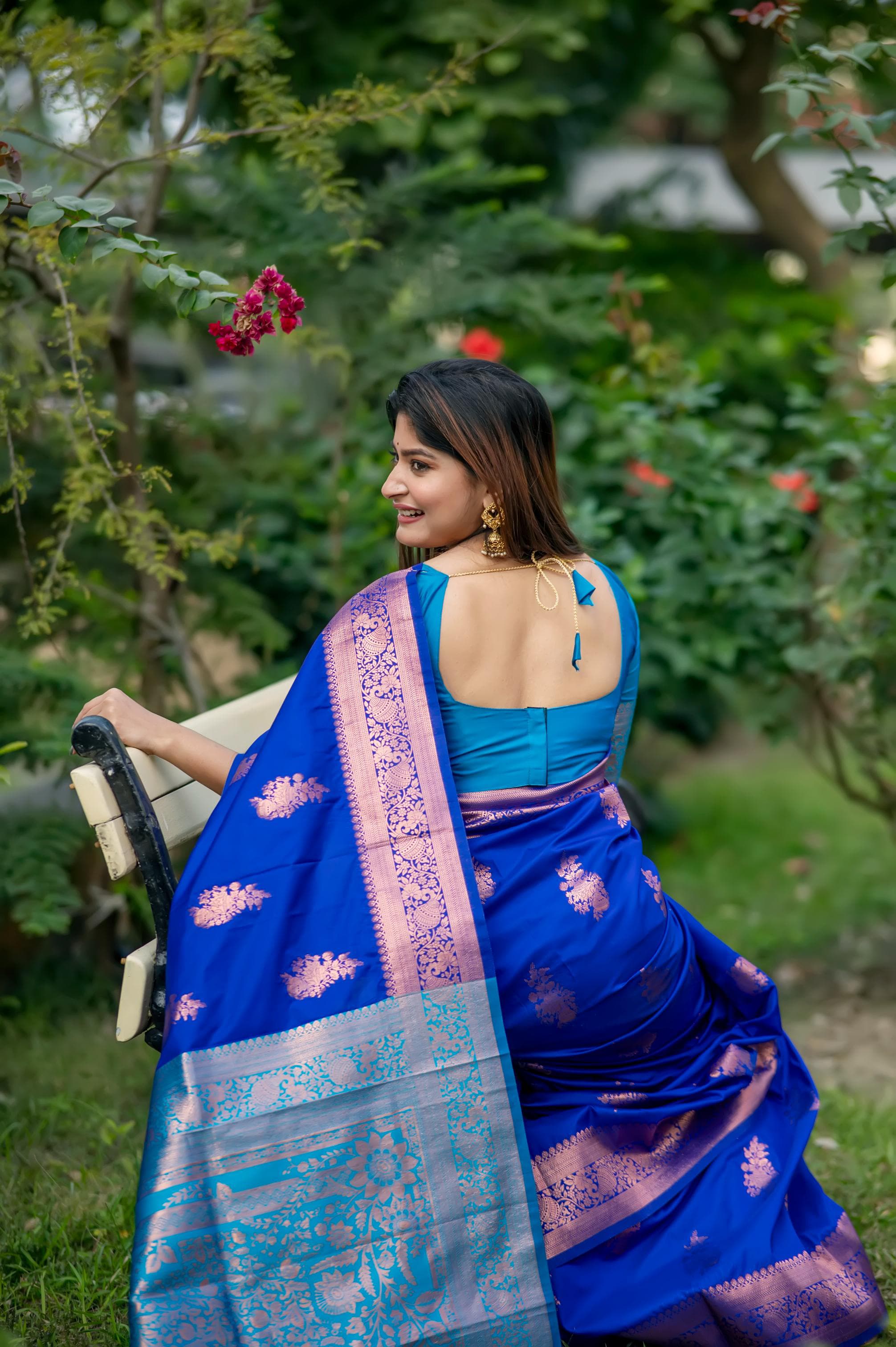 Blue Pure Soft Banarasi Katan Silk Banarasi Saree Soft Silk Saree Anant Tex Exports Pvt.Ltd..