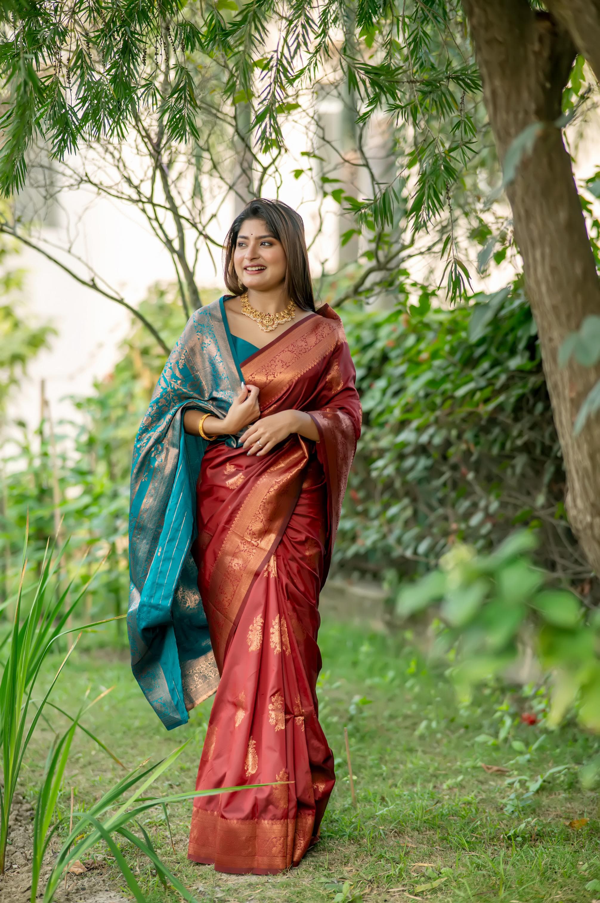 Brown Pure Soft Banarasi Katan Silk Banarasi Saree Soft Silk Saree Anant Tex Exports Pvt.Ltd..