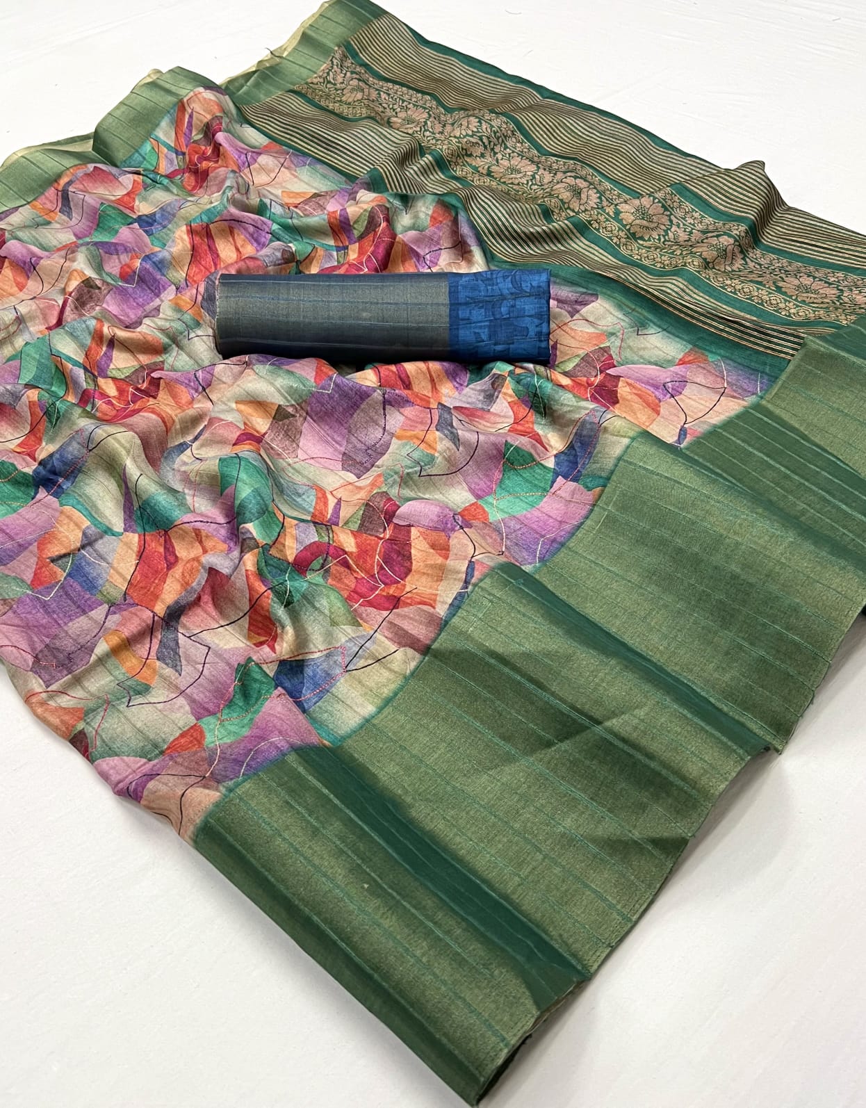 Green Pure Handi Silk Handloom Saree Row Silk Saree Anant Tex Exports Pvt.Ltd..