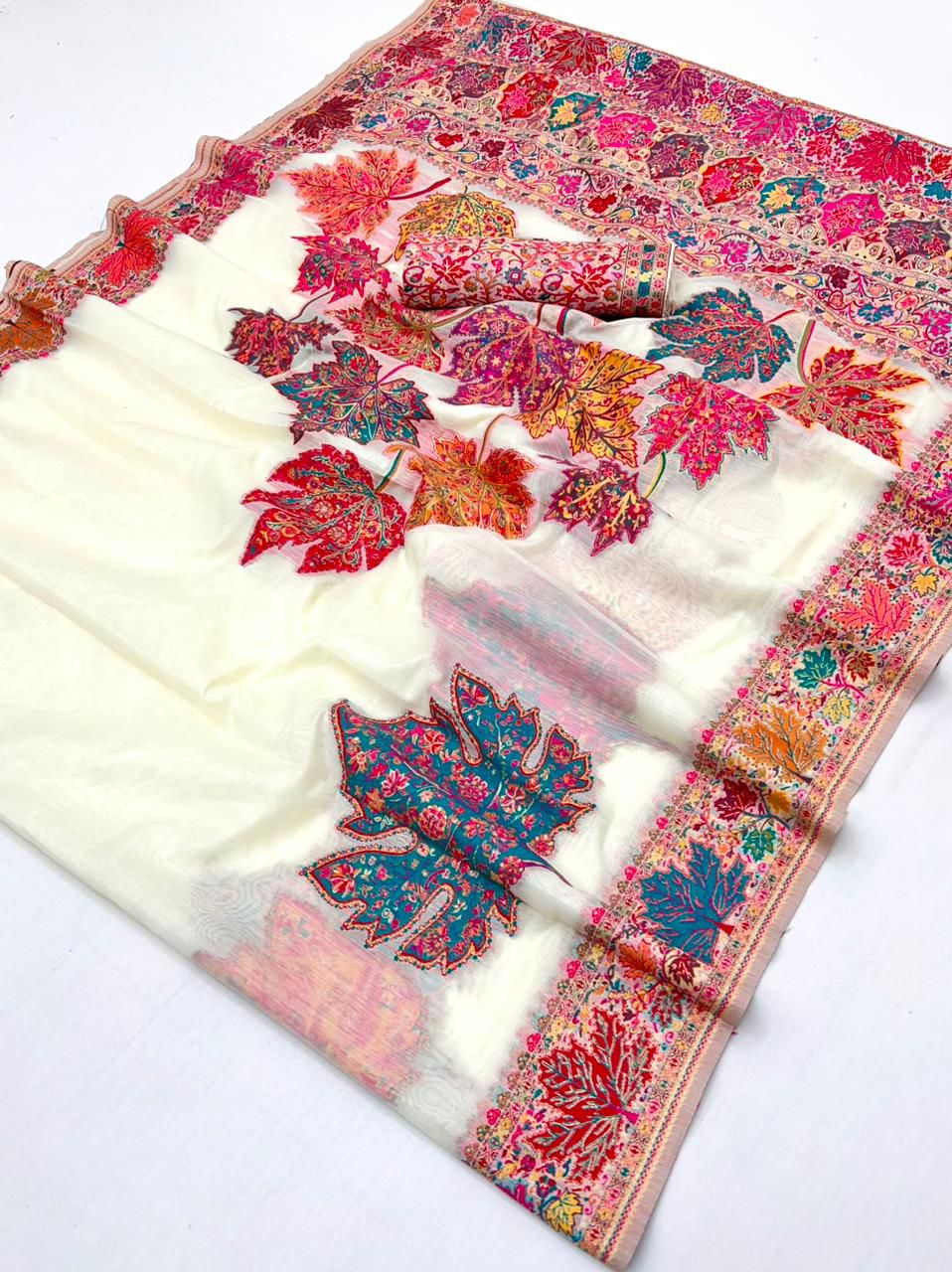 White Pure Soft Mul Mul Cotton Handloom Weaving Cotton Saree Cotton saree Anant Tex Exports Pvt.Ltd..