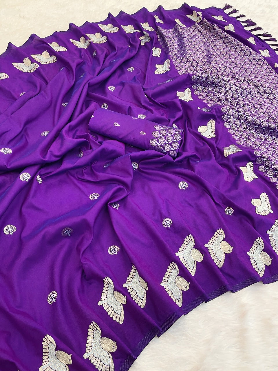 Purple Soft Silk Dual Zari Woven Moonga Silk Saree Moonga Silk sarees Anant Tex Exports Pvt.Ltd..