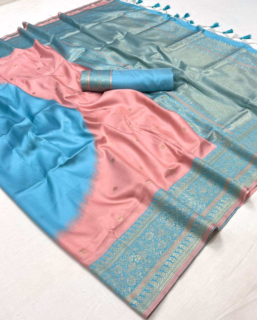 Peach Pure Soft Banarasi Handloom Banarasi Saree