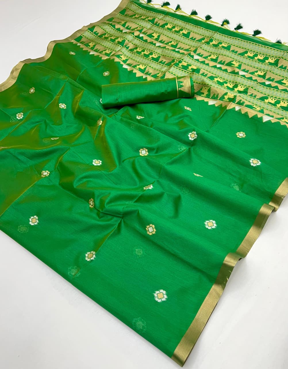 Green Pure Soft Tussar Handloom Silk Saree
