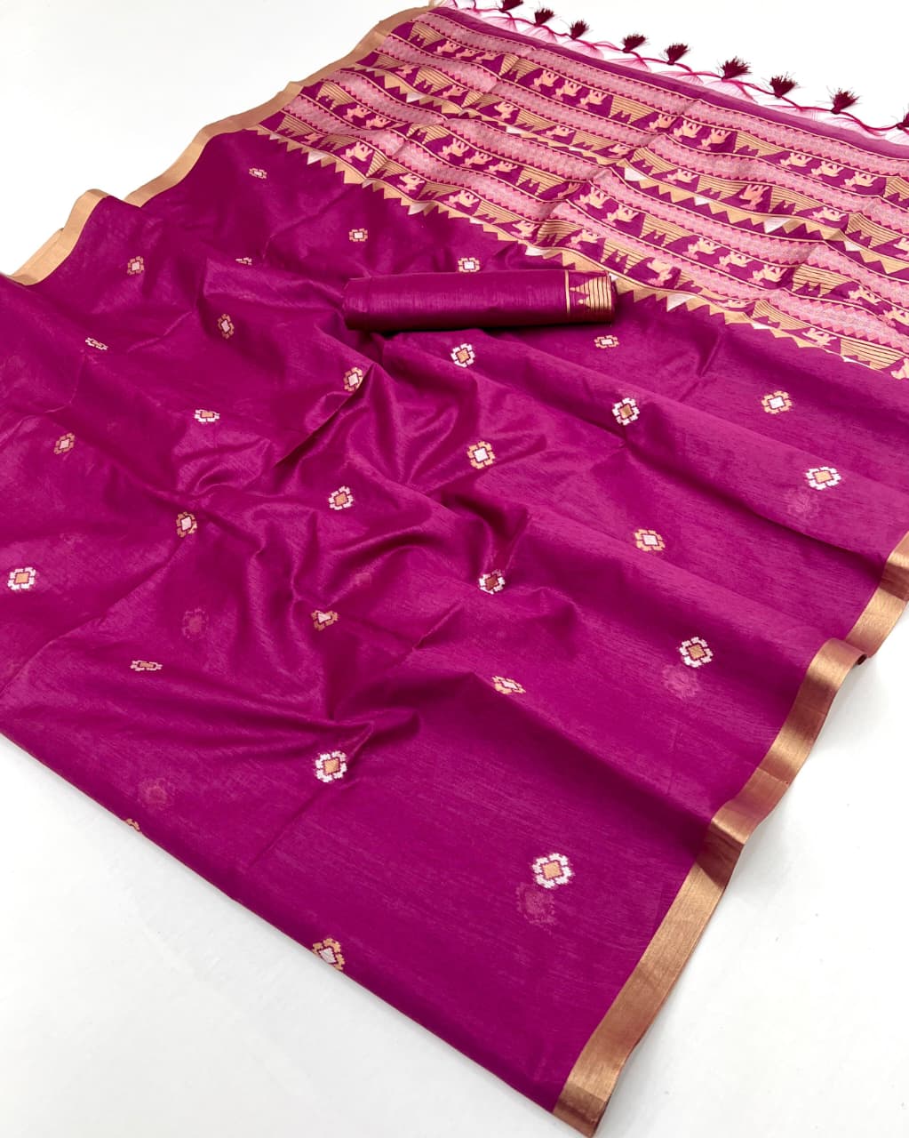 Purple Pure Soft Tussar Handloom Silk Saree