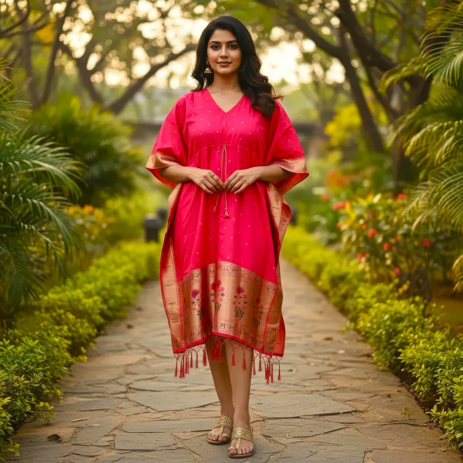 Rani Pure Soft Soft Silk Paithani Kaftan