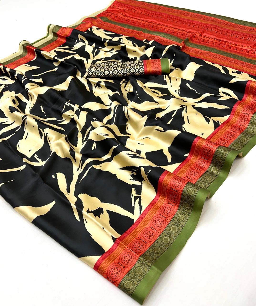 Leopard Pure Soft Crepe Satin Digital Printed Saree