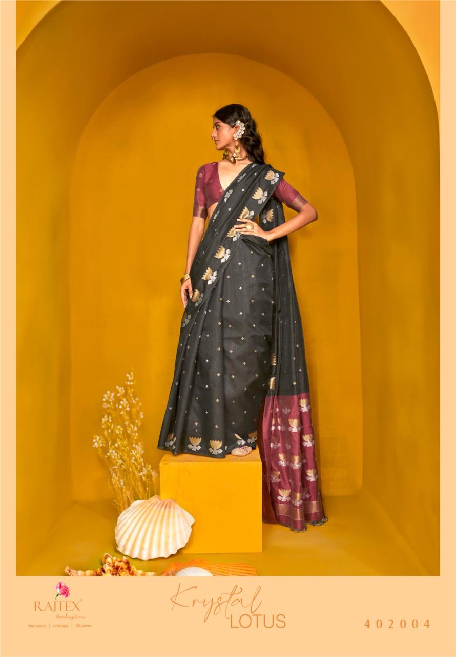Black Tussar Handloom Silk Saree