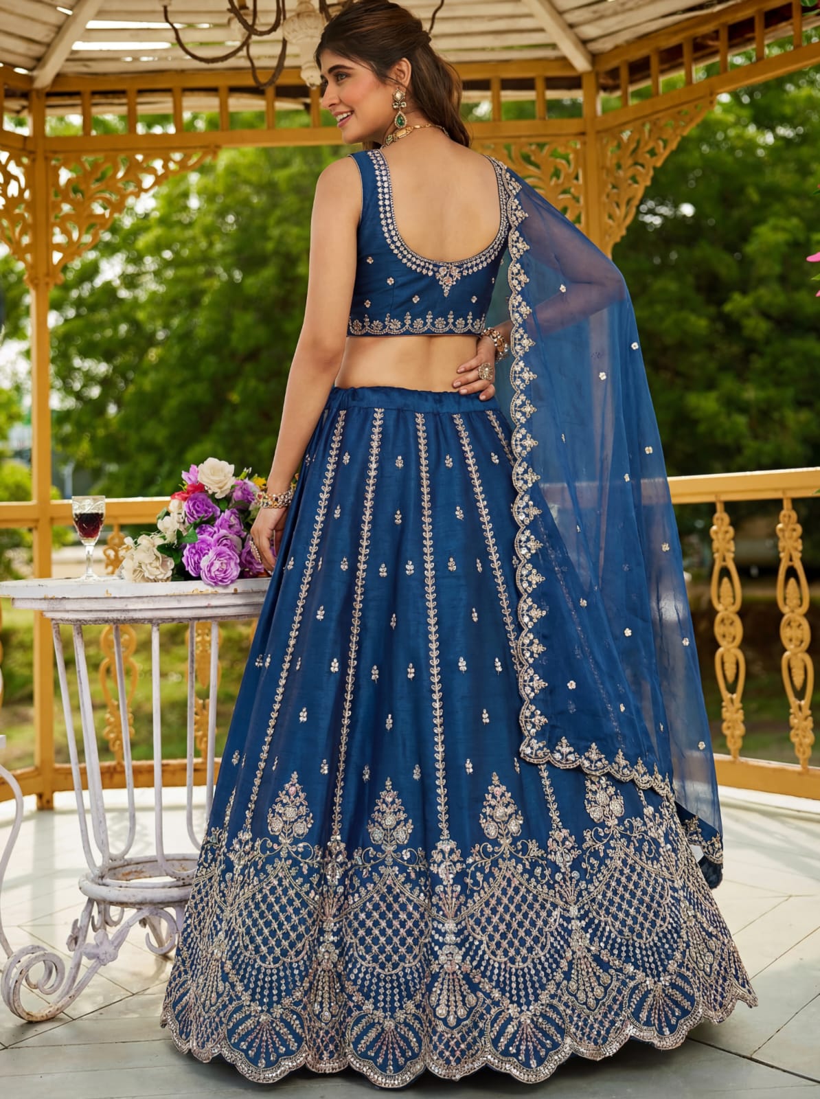 Morpich Pure Soft Net Heavy Embroidery Work Bridal Lehenga