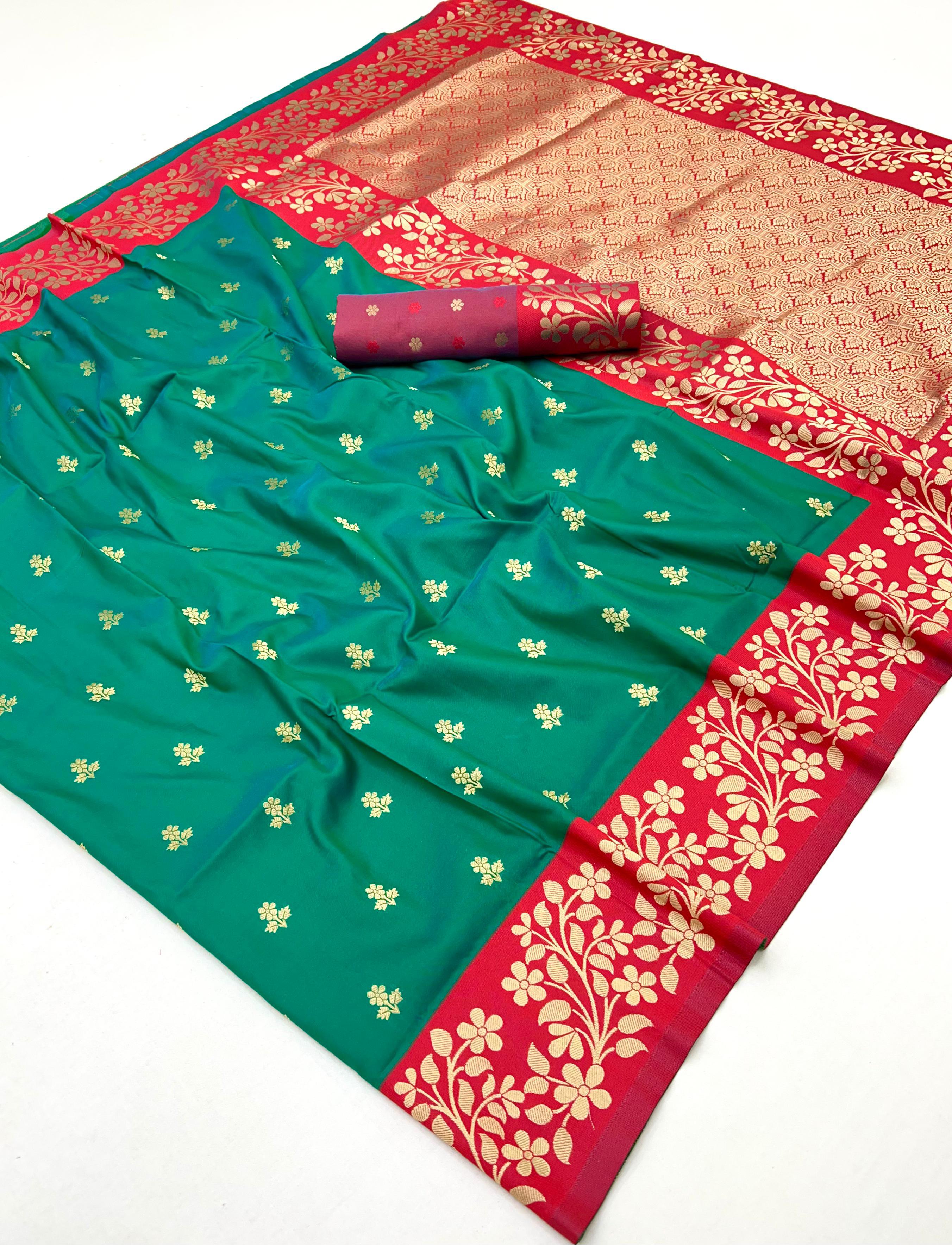 Green Pure Soft Handloom Weaving Silk Saree