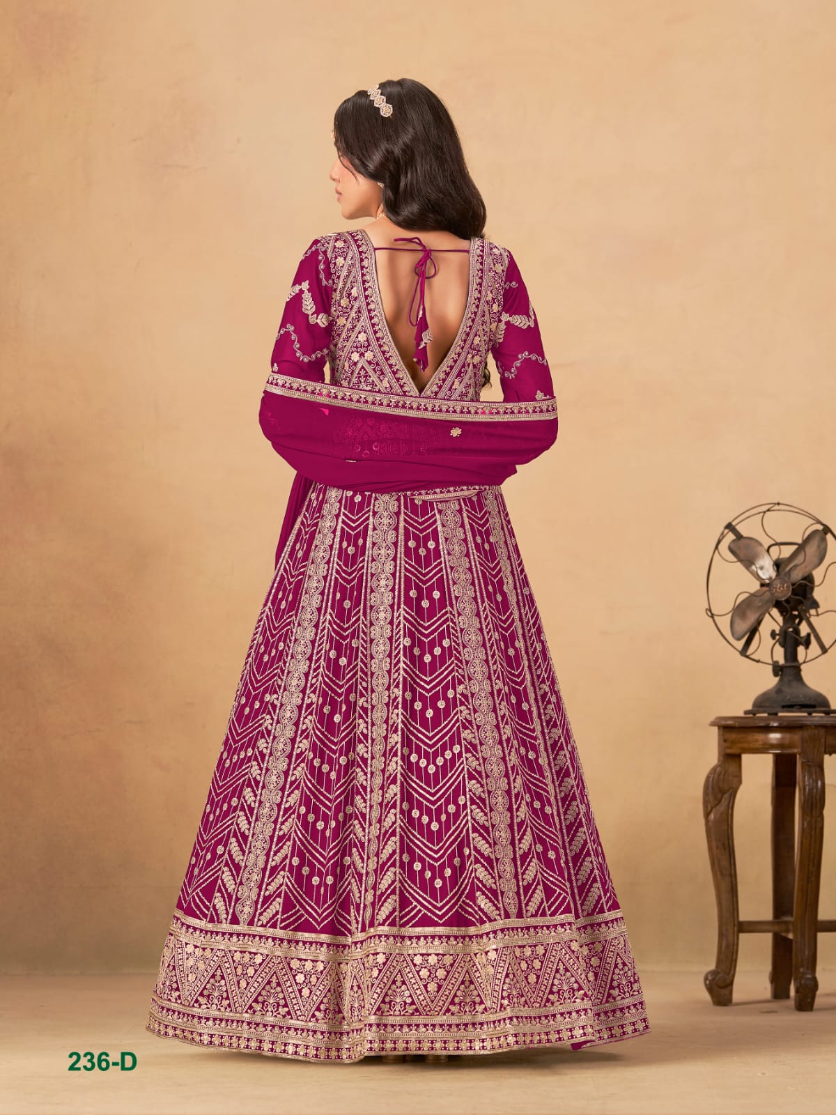 Rani Pure Soft Faux Georgette Heavy Embroidery Work Long Anarkali Gown