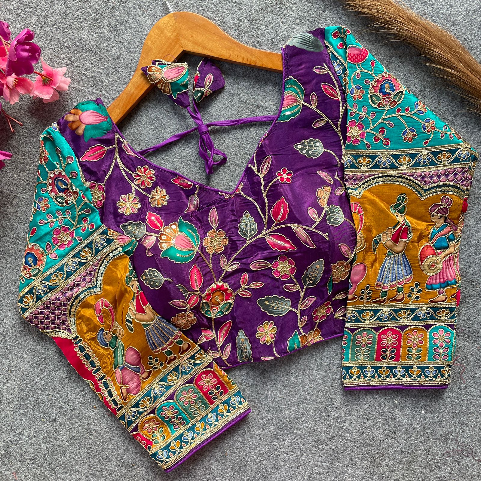 Readymade Pure Soft Crep Chinon Position Print Bridal Blouse