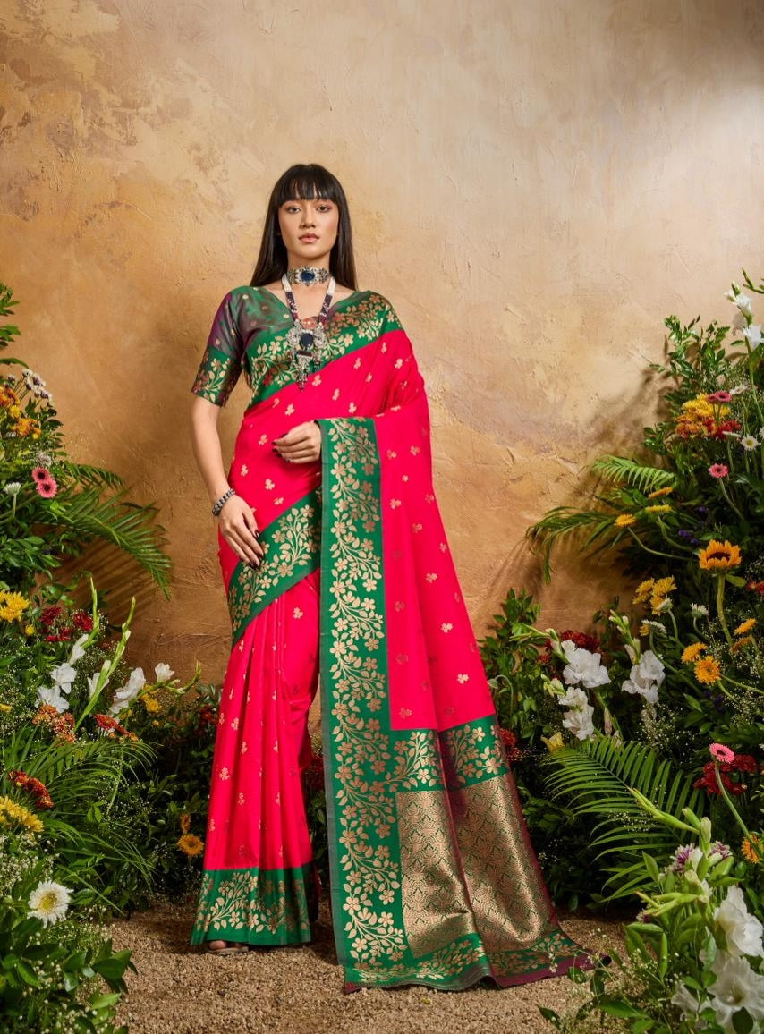 Red Pure Soft Handloom Weaving Silk Saree