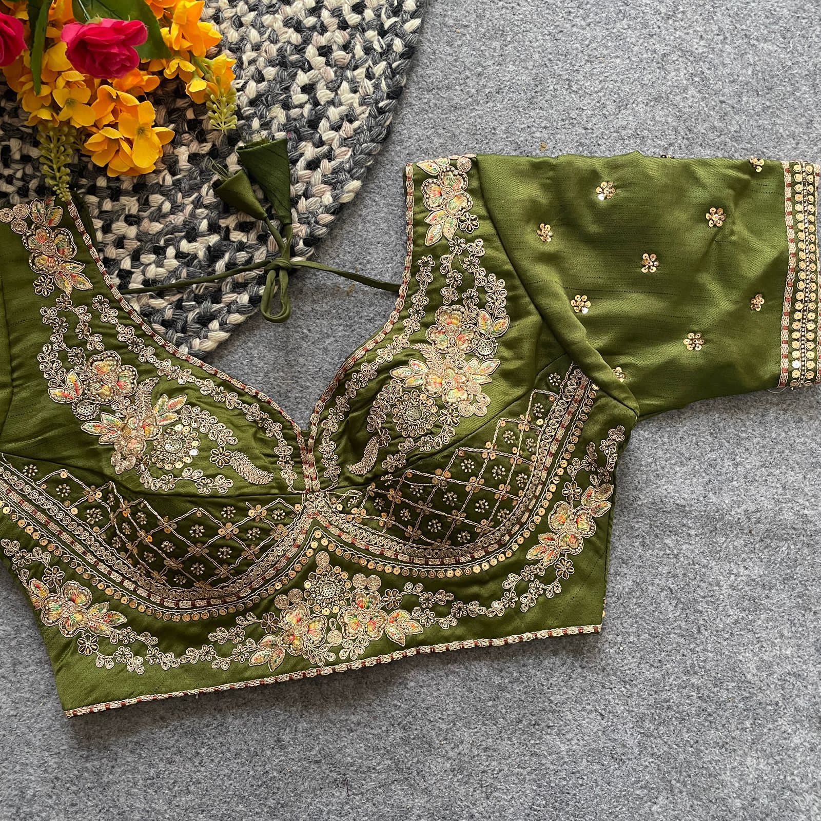 Readymade Pure Soft Italian Silk Heavy Handwork Bridal Blouse