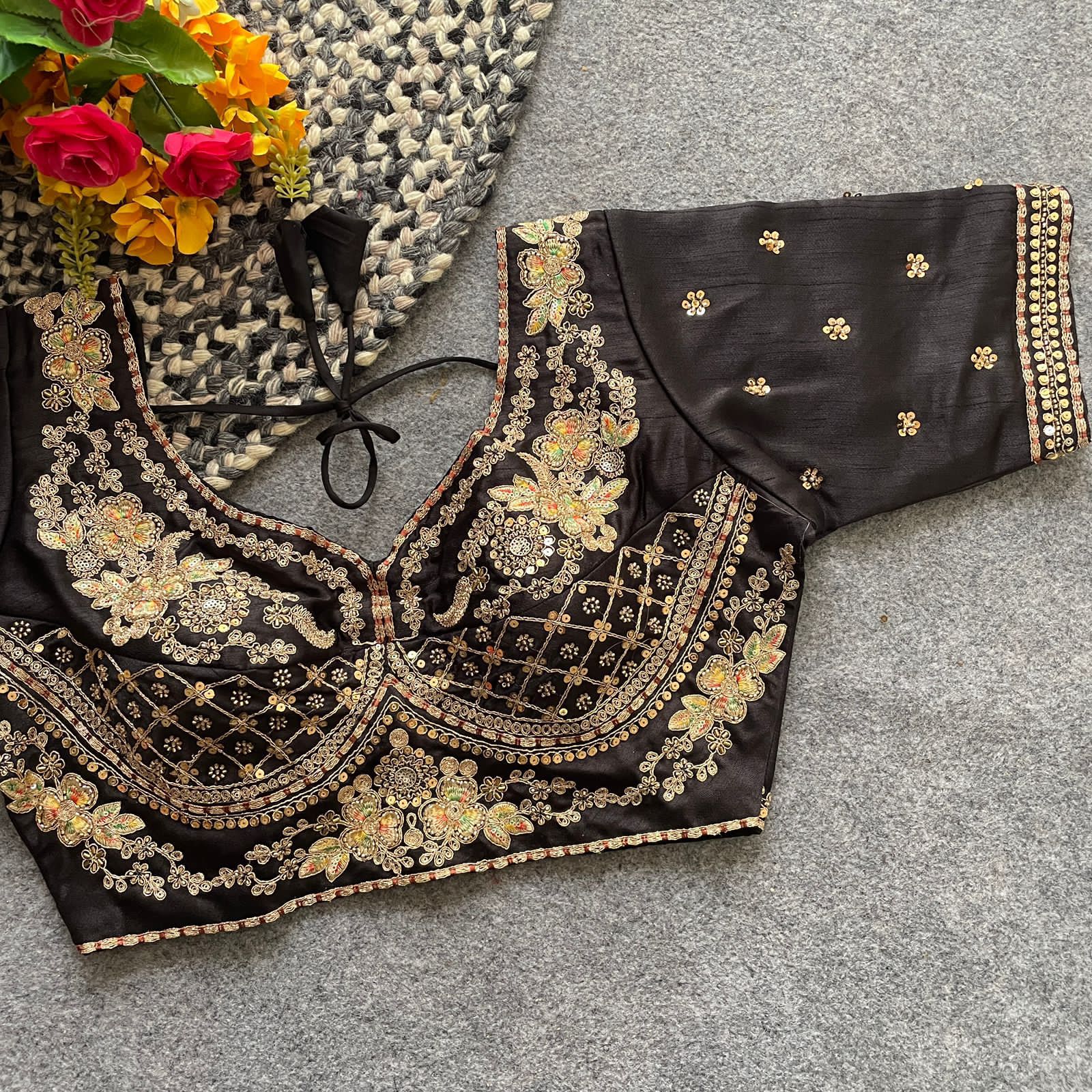 Readymade Pure Soft Italian Silk Heavy Handwork Bridal Blouse