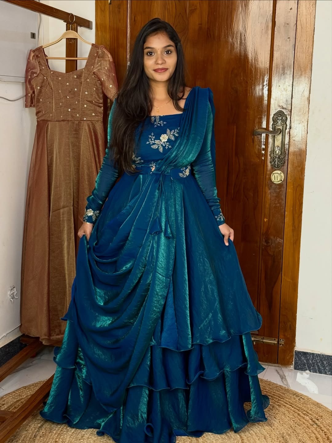 Teal Blue Pure Star Viscose Heavy Fancy Anarkali Gown