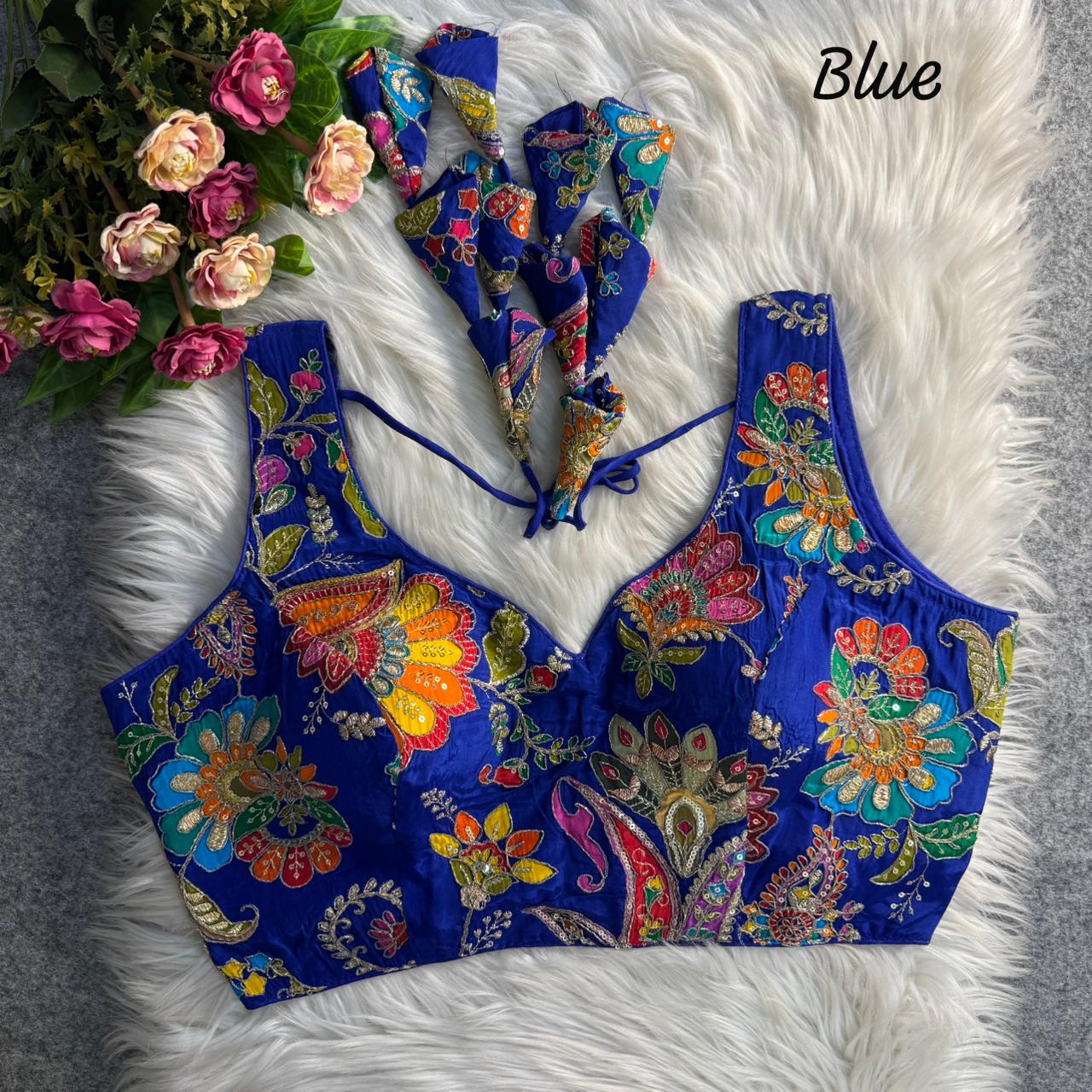 Readymade Pure Soft Crape Silk Heavy Position Work Blouse