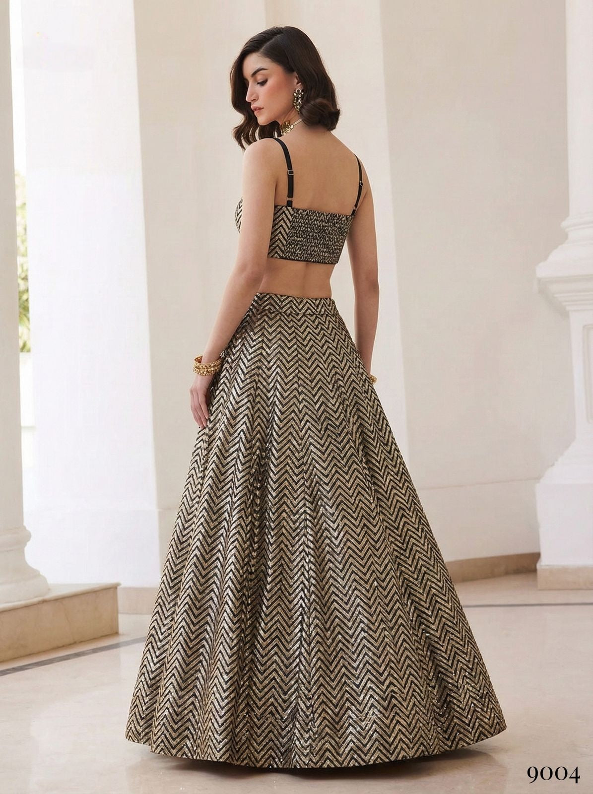 Black & Gold Pure Soft Silk Jaquard Readymade Lehenga Choli