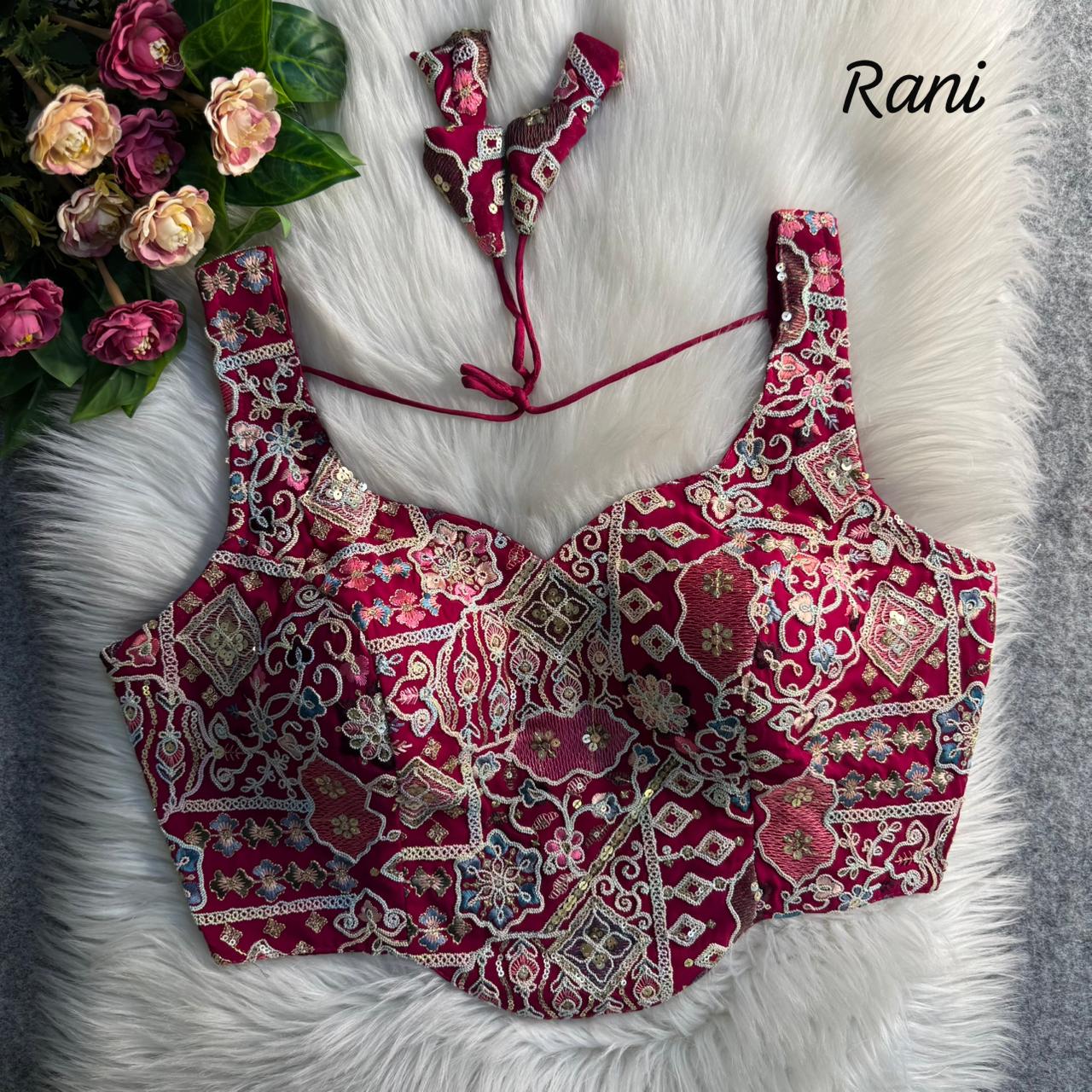 Readymade Pure Soft Heavy Fox Georgette Multi Codding Work Sleevesless Blouse