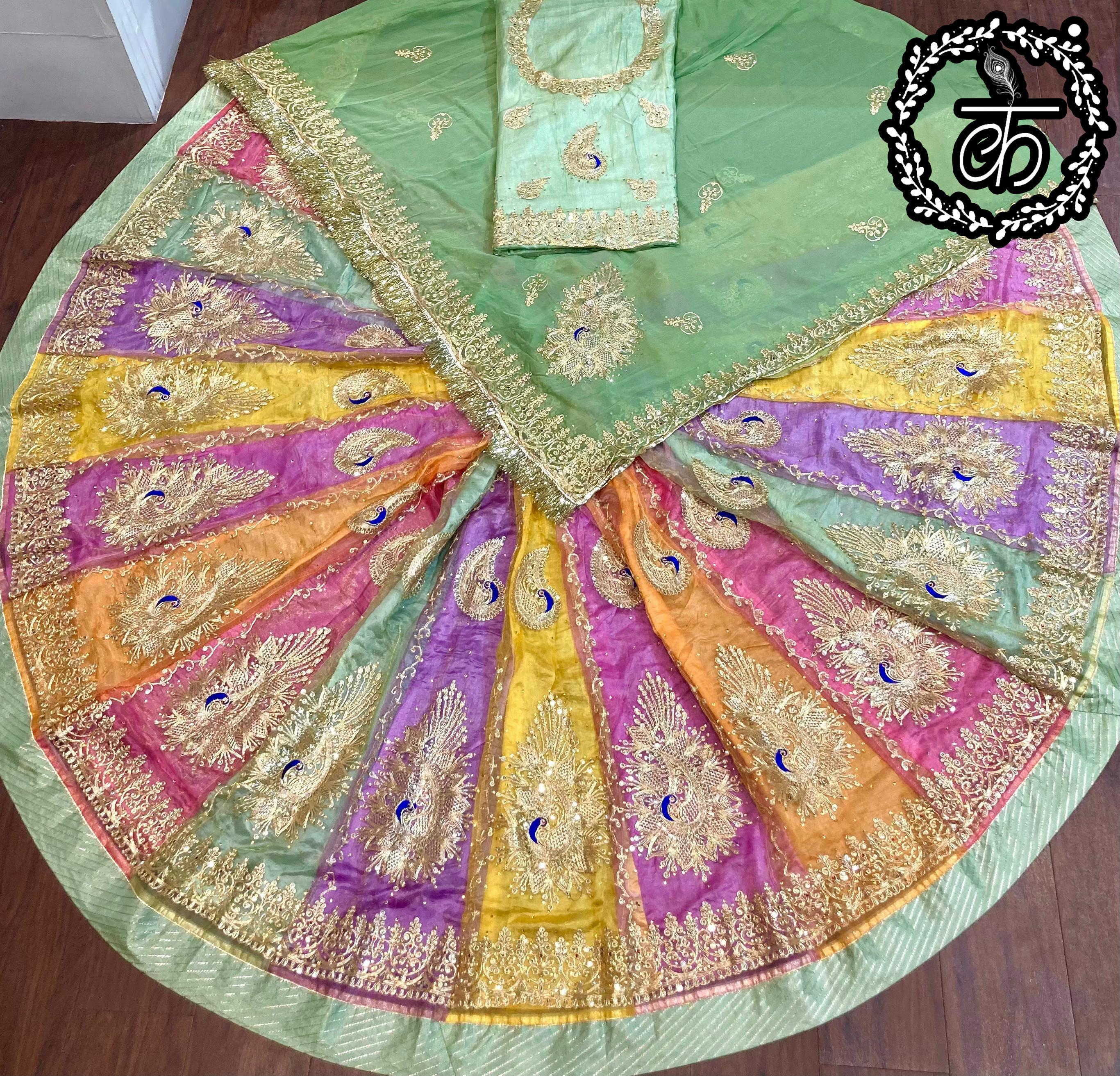 Green Pure Soft Tissue Silk Rajsthani Lehenga Choli