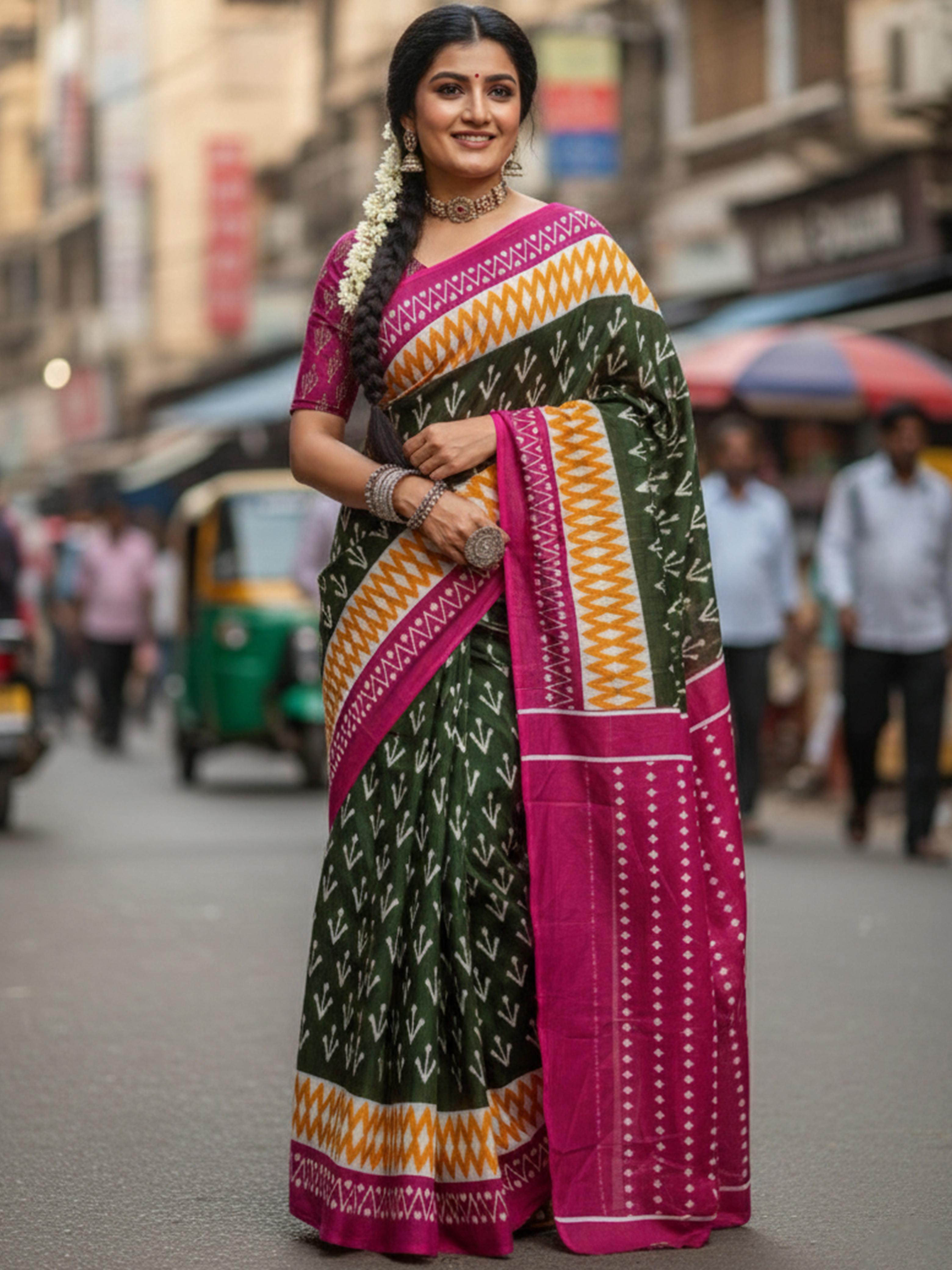 Mahendi Pure Soft Mal Mal Cotton Printed Cotton Saree